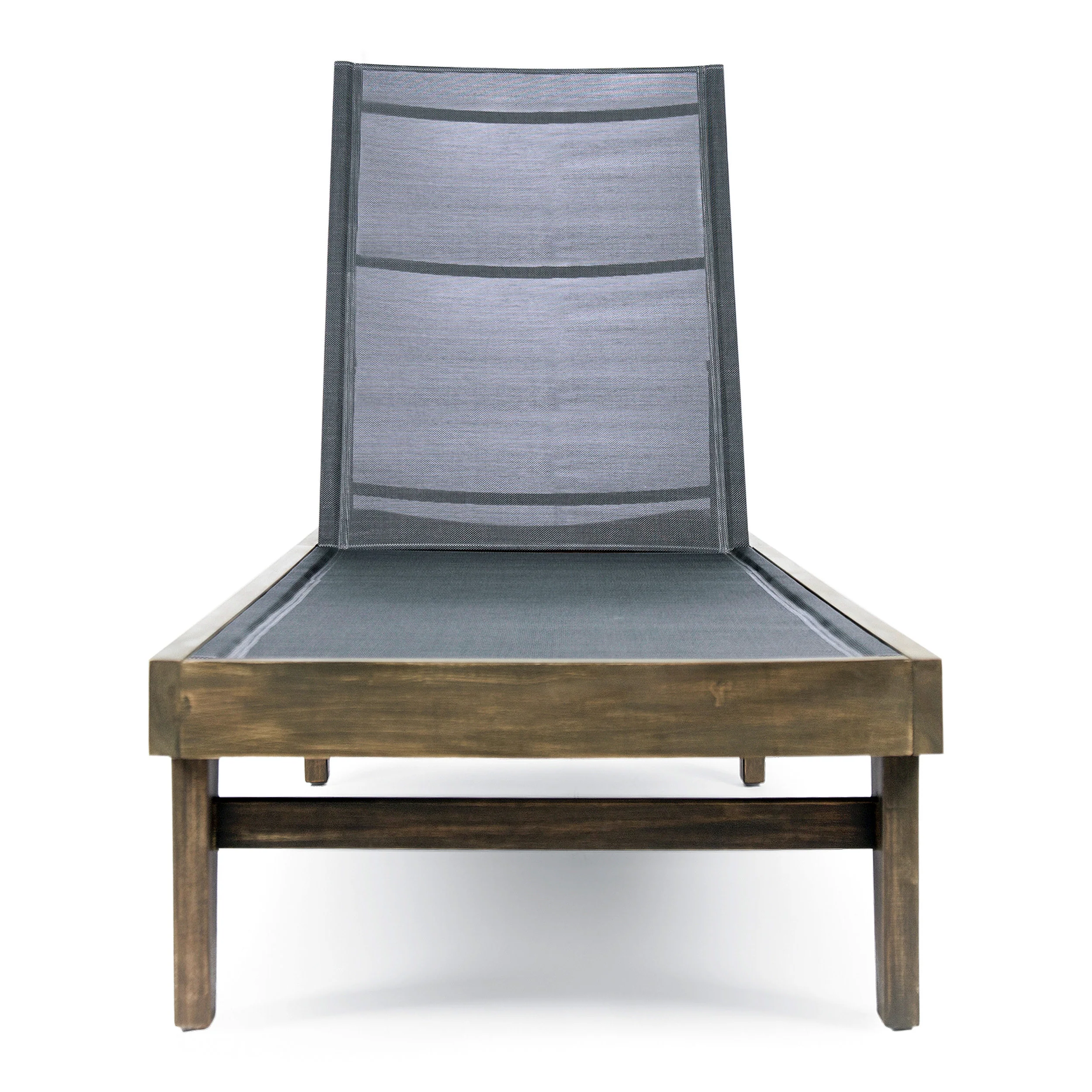 Della Outdoor Mesh Chaise Lounge with Acacia Wood Frame - furnishings