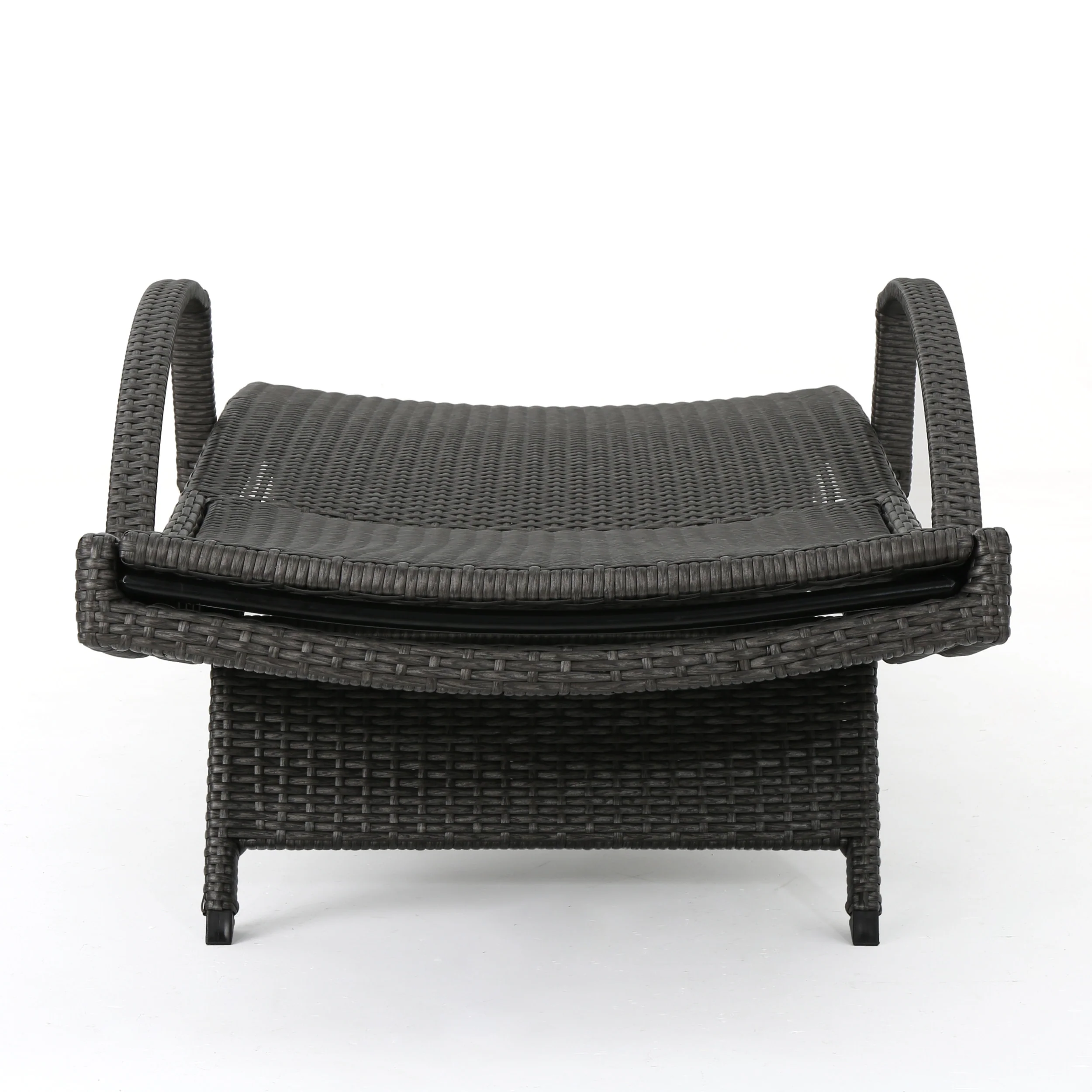 Solaris Outdoor Gray Wicker Armed Chaise Lounge with Wicker Accent Table - furnishings