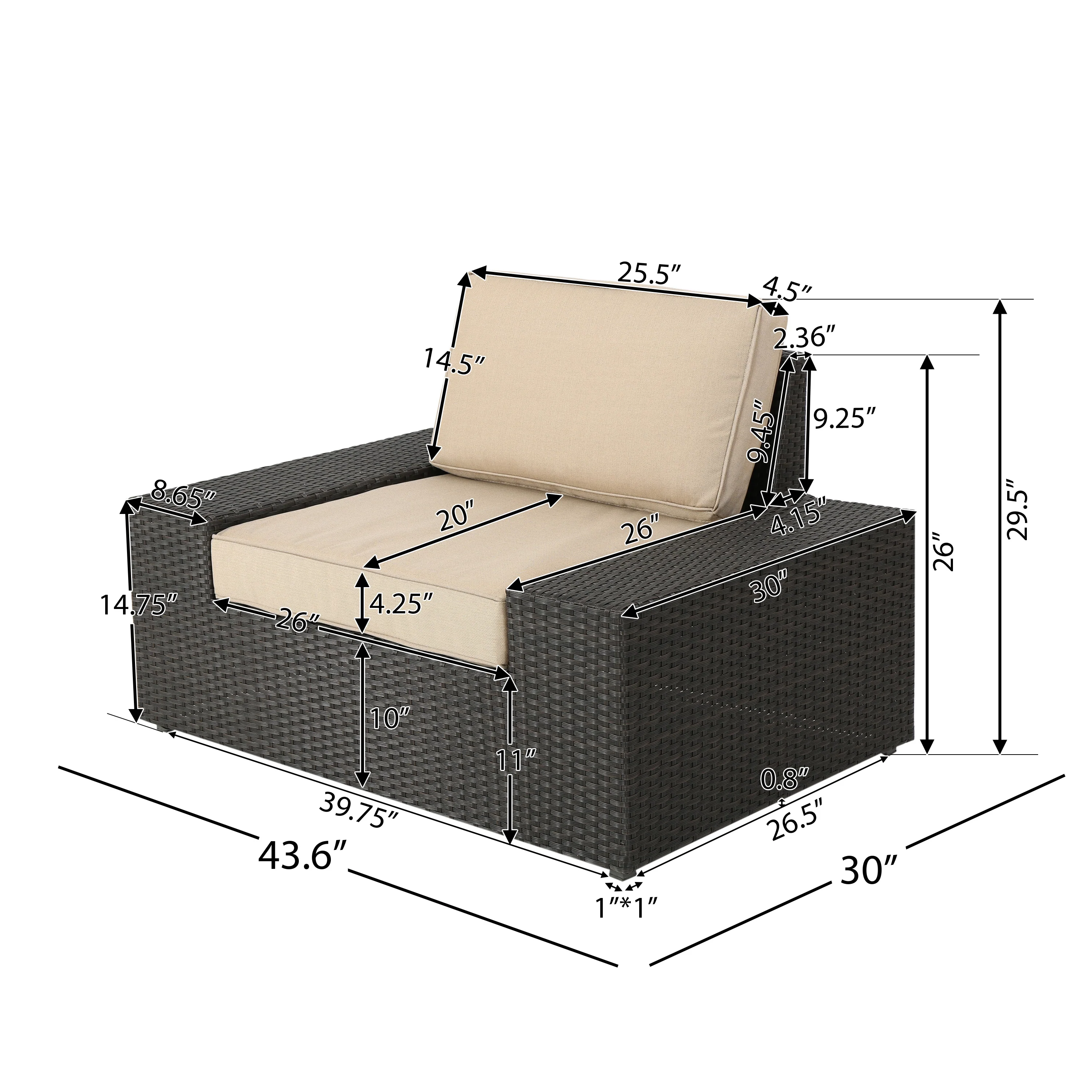 Reddington 7pc Outdoor Brown Wicker Sofa Set w/ Cushions - furnishings