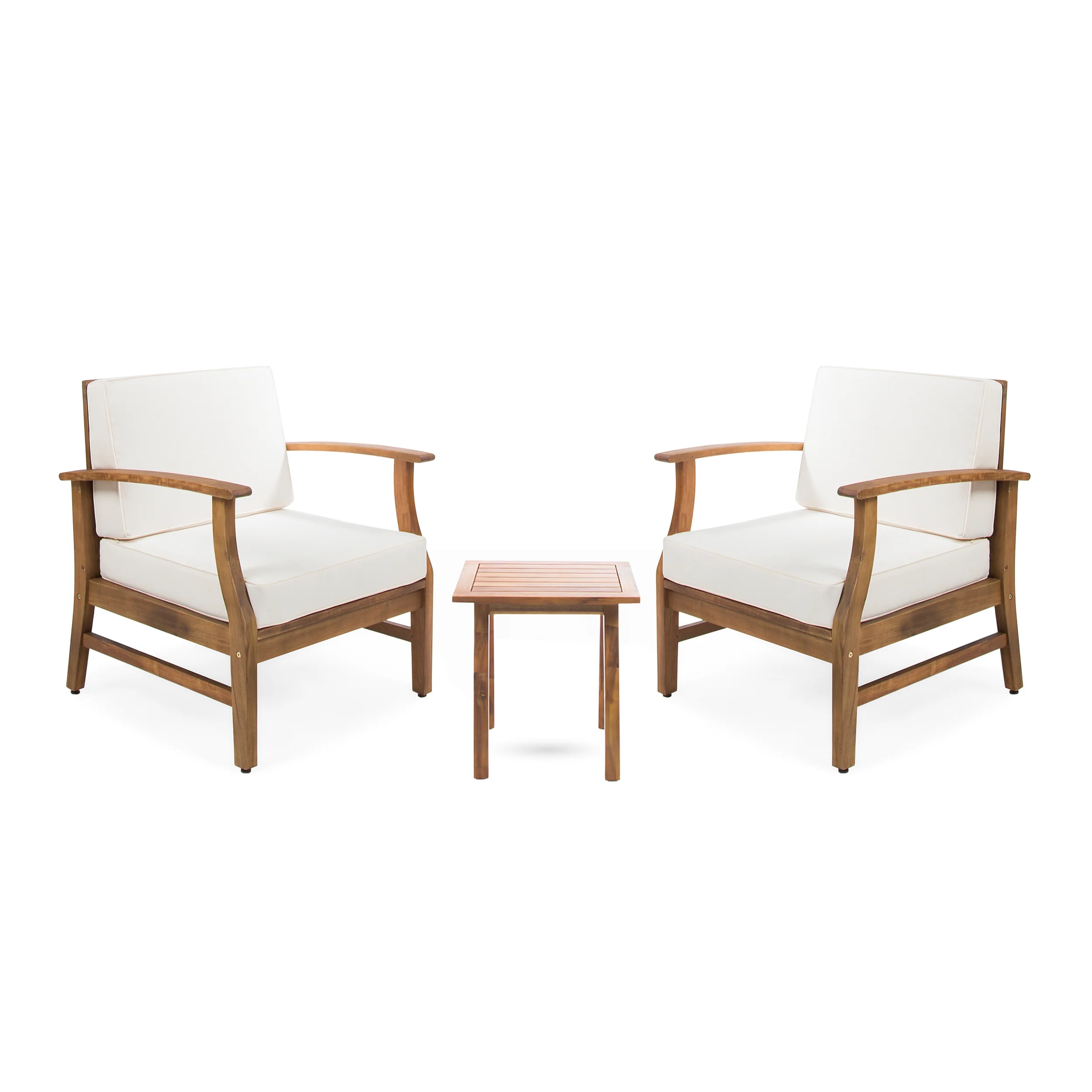 Pearl Outdoor 2 Seater Acacia Wood Chat Set with Cushions - furnishings