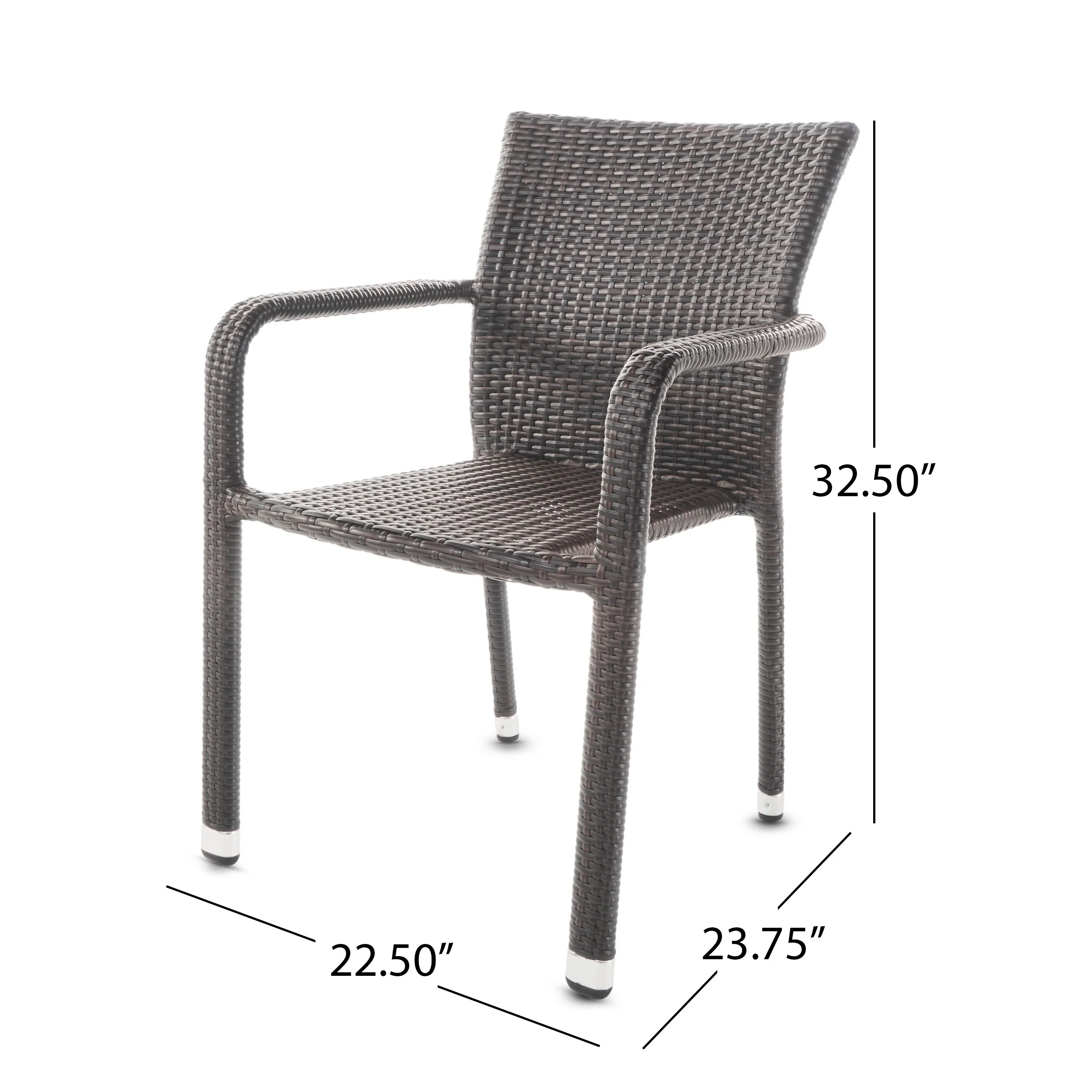 Dylan Outdoor Wicker Armed Aluminum Framed Stack Chairs (Set of 2) - furnishings