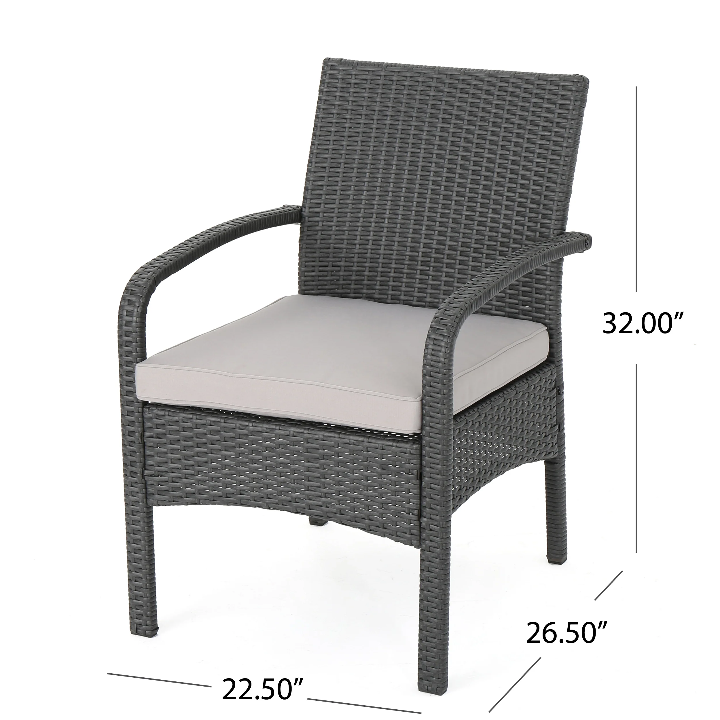 Mavis Patio Conversation Set, 6-Seater with Loveseat, Club Chairs, and Coffee Table, Gray Wicker with Light Gray Outdoor Cushions - furnishings