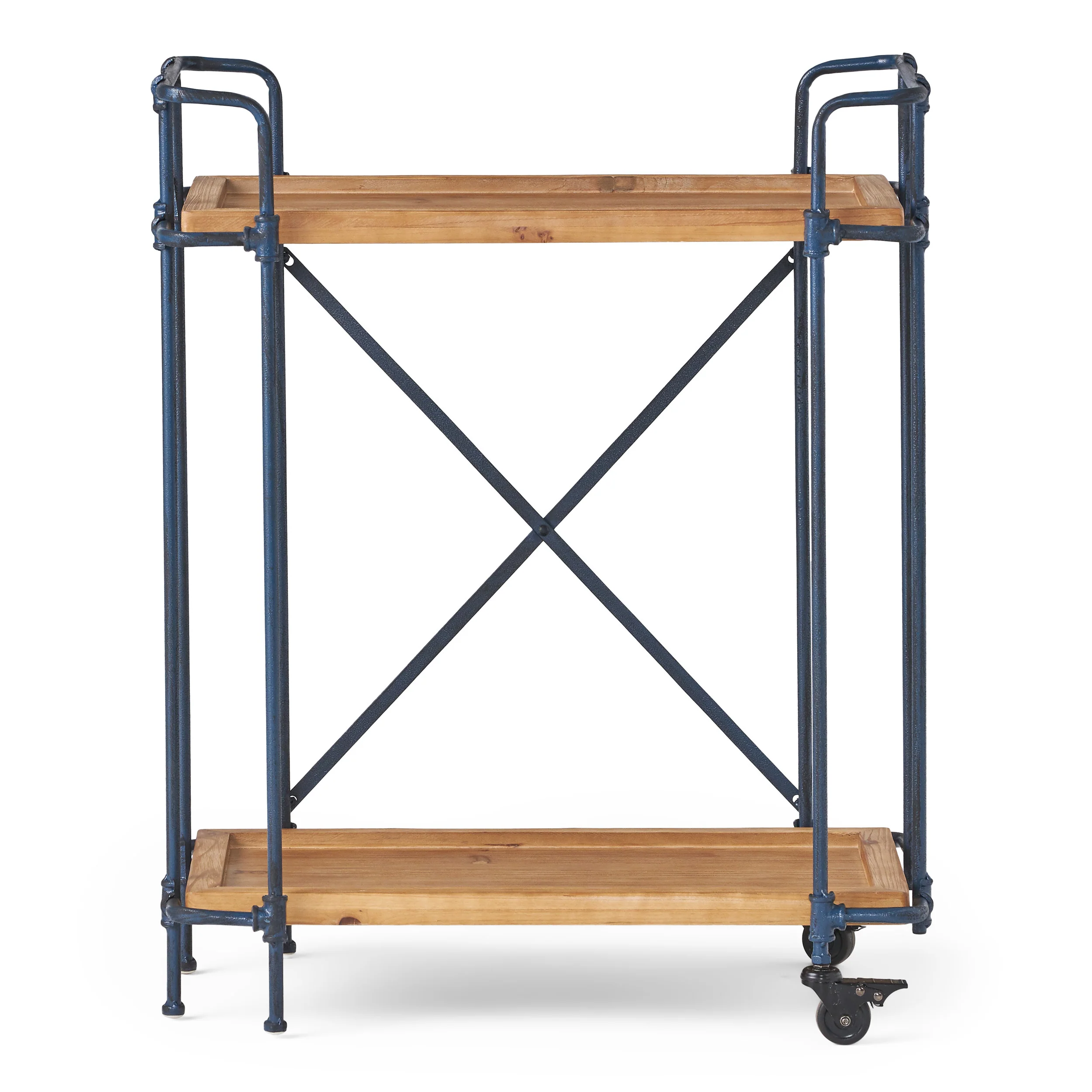 Samara Outdoors Natural Wood Finish Fir Wood and Iron Bar Cart - furnishings