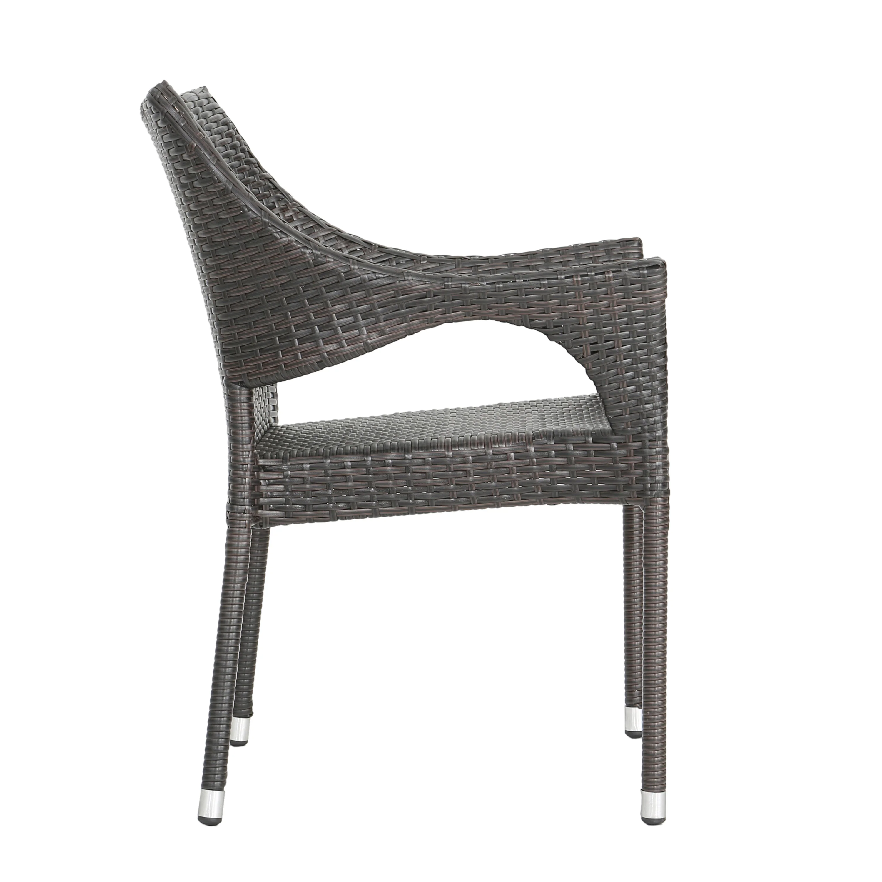 Miranda Outdoor Mix Mocha Wicker Stacking Dining Chairs (Set of 4) - furnishings