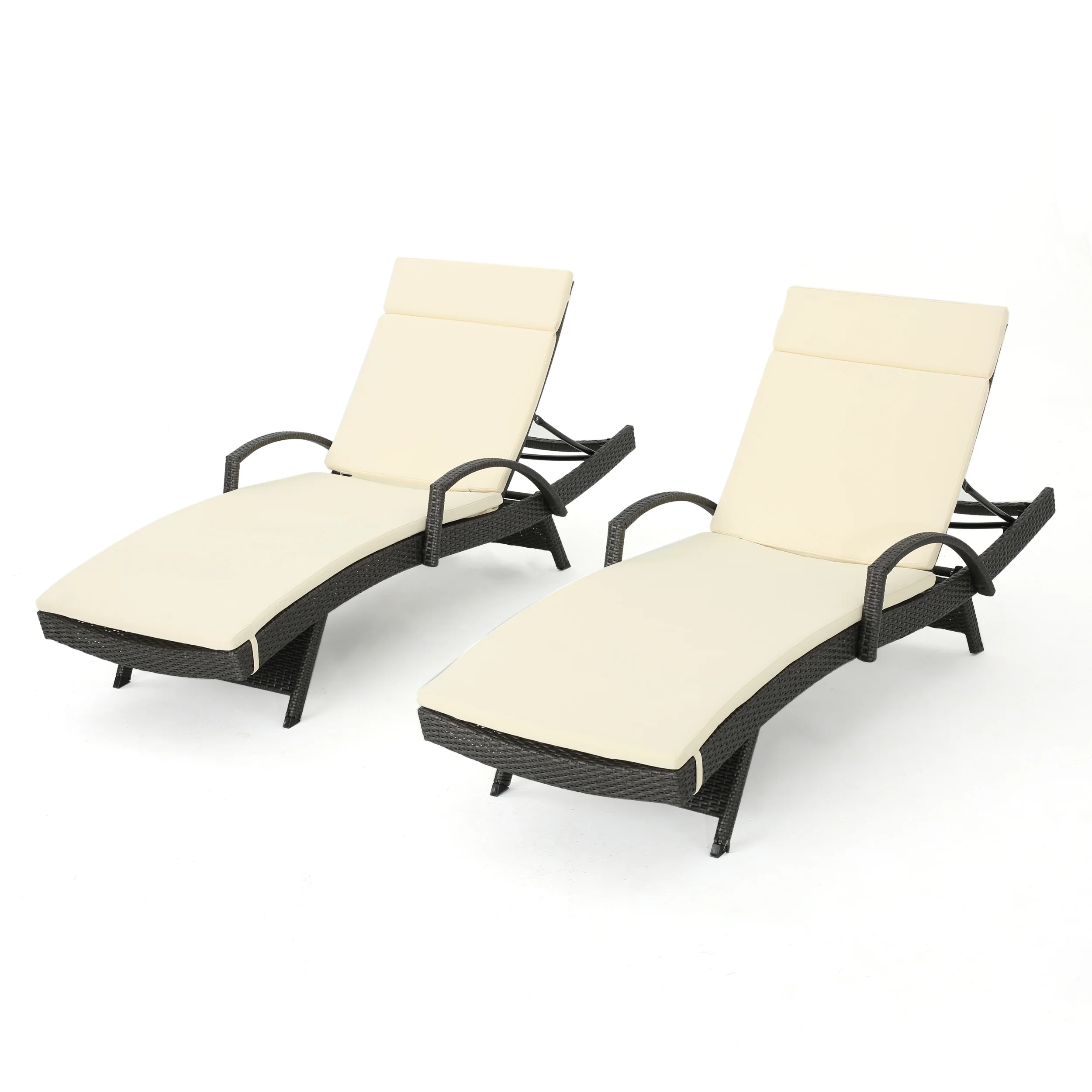 Soleil Outdoor Wicker Chaise Lounges w/ Water Resistant Cushions (Set of 2) - furnishings
