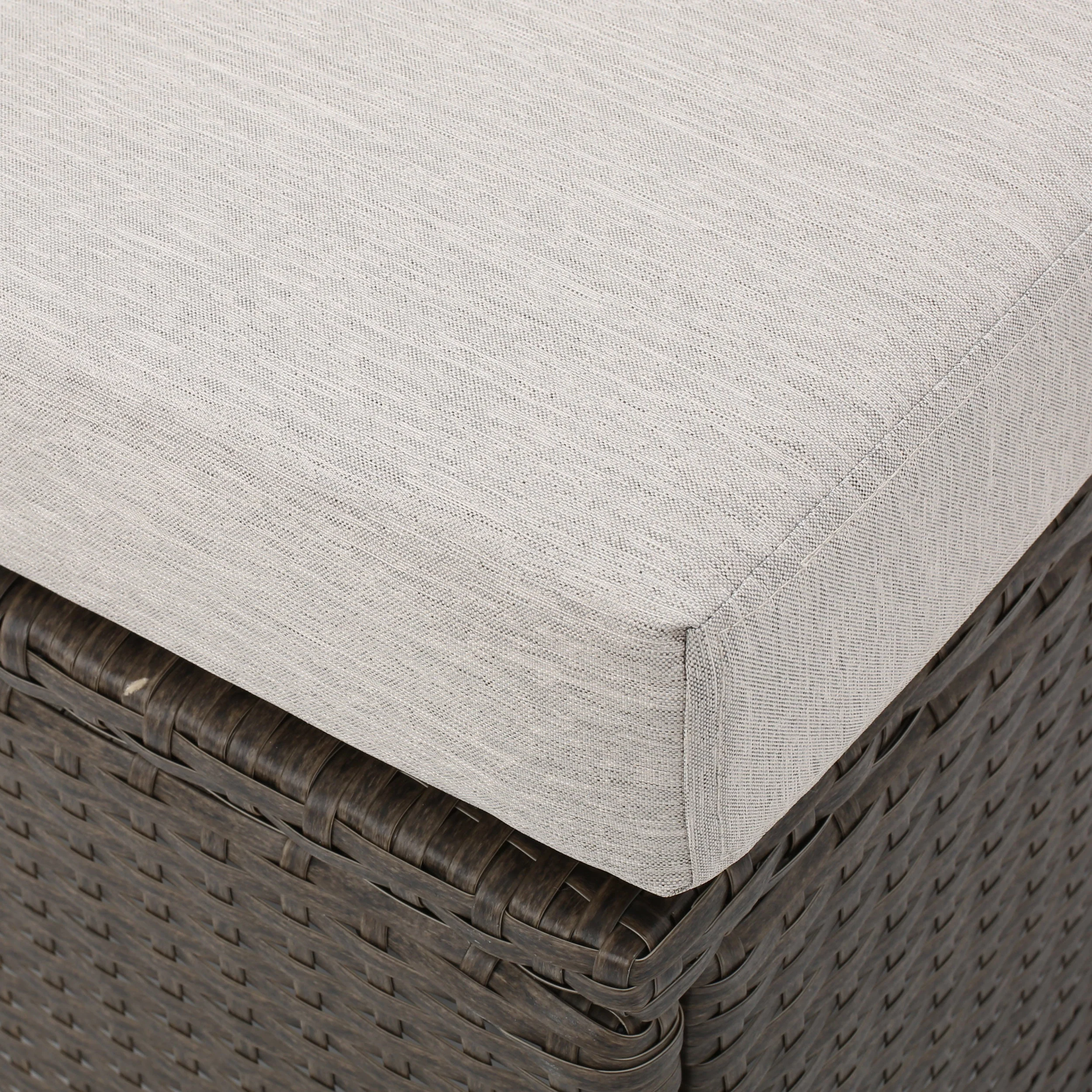 Budva Outdoor L-shape Brown Wicker Sofa w/ Ceramic Gray Cushions - furnishings