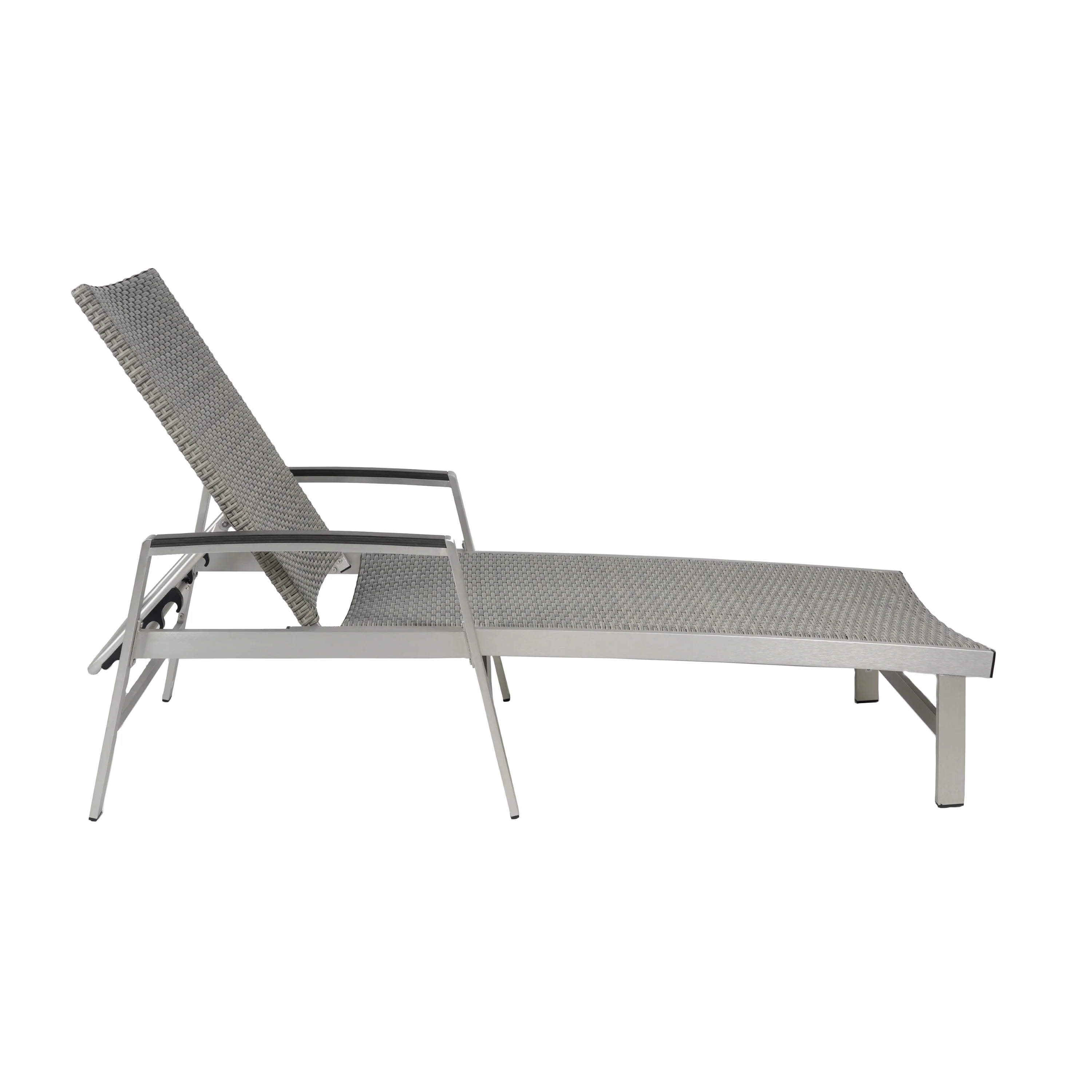 Joy Outdoor Wicker and Aluminum Chaise Lounge, Gray Finish - furnishings