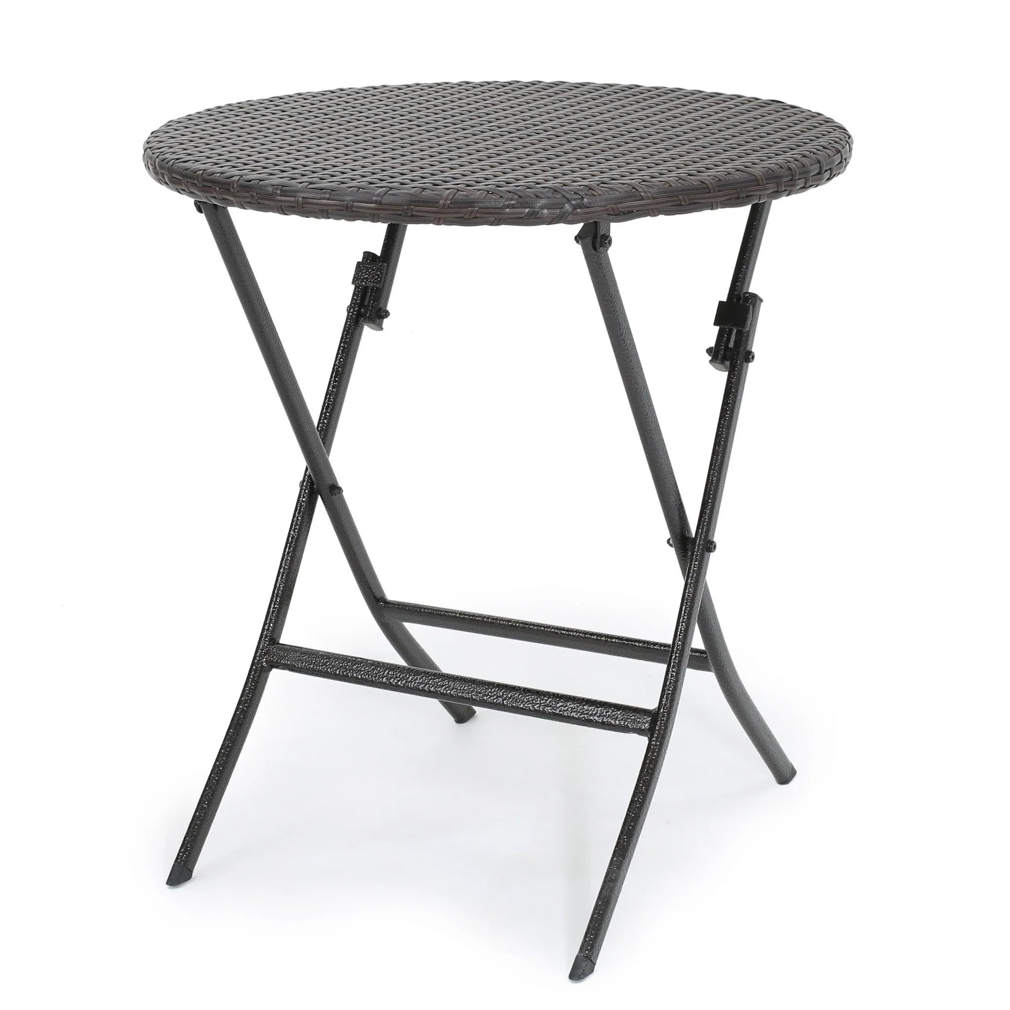 Dorchester Outdoor 3 Pc brown Wicker Bistro Set w/Beige Water Resistant Cushion - furnishings