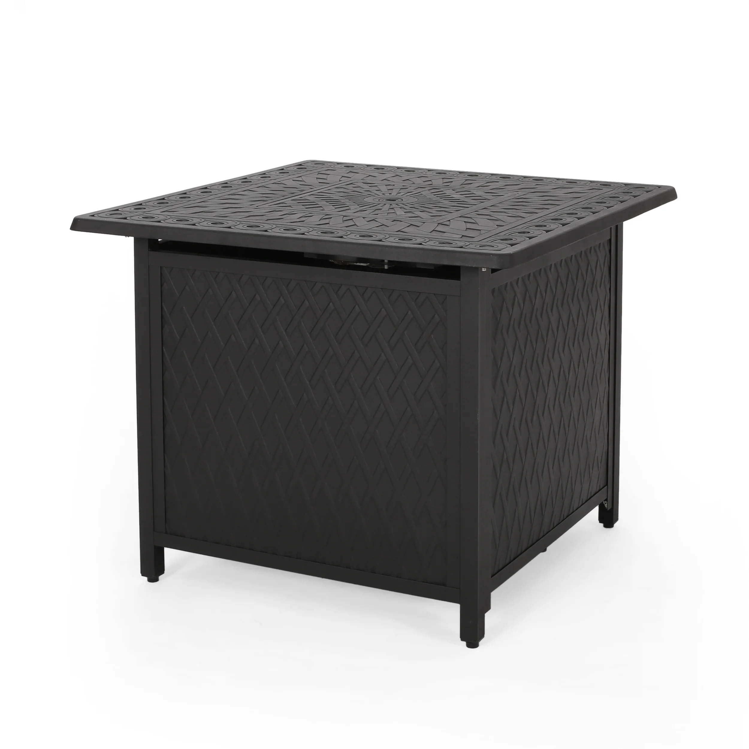 Calella Outdoor 4 Seater Wicker Swivel Chair and Fire Pit Set - furnishings