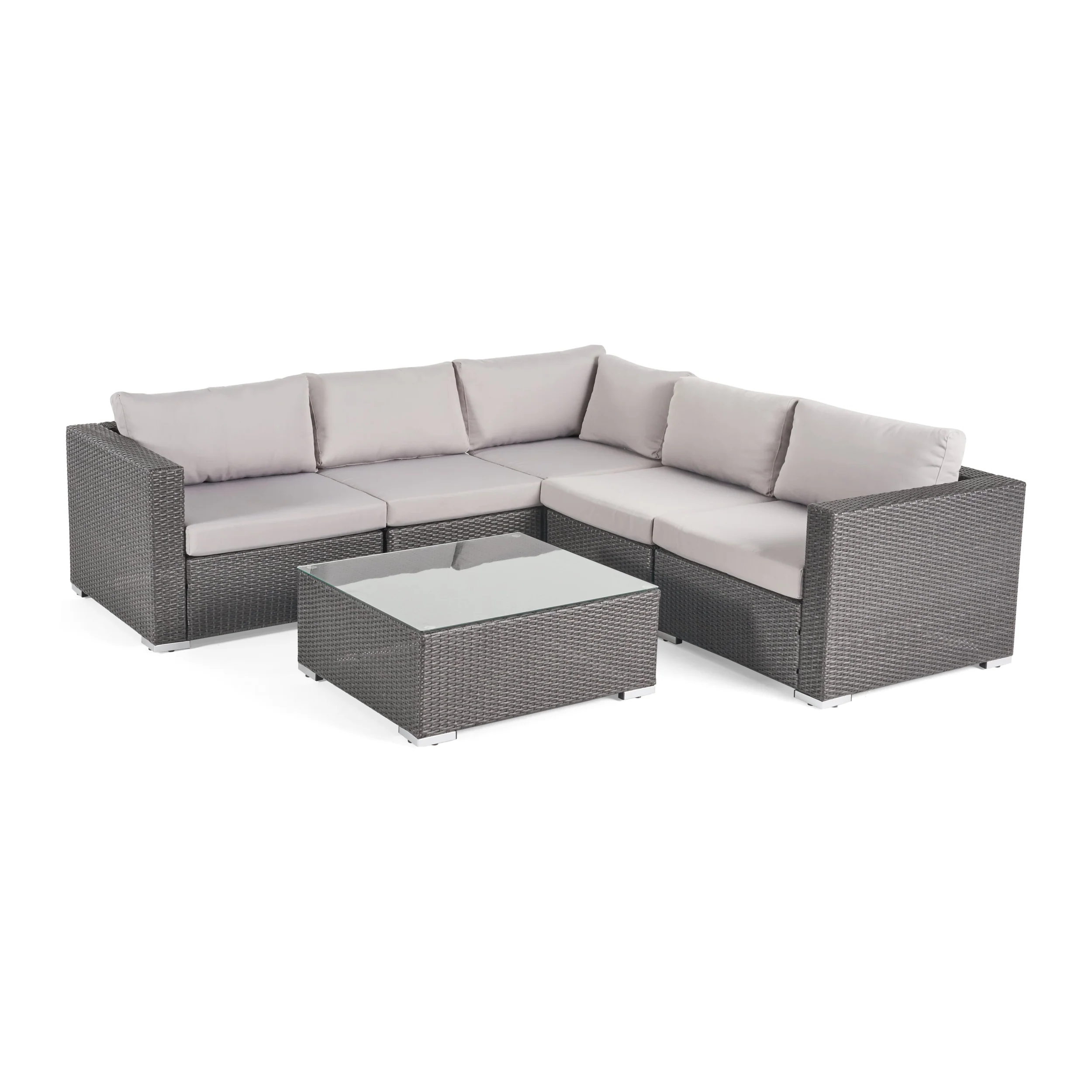 Francisco 6pc Outdoor Grey Wicker Seating Sectional Set w/ Cushions - furnishings
