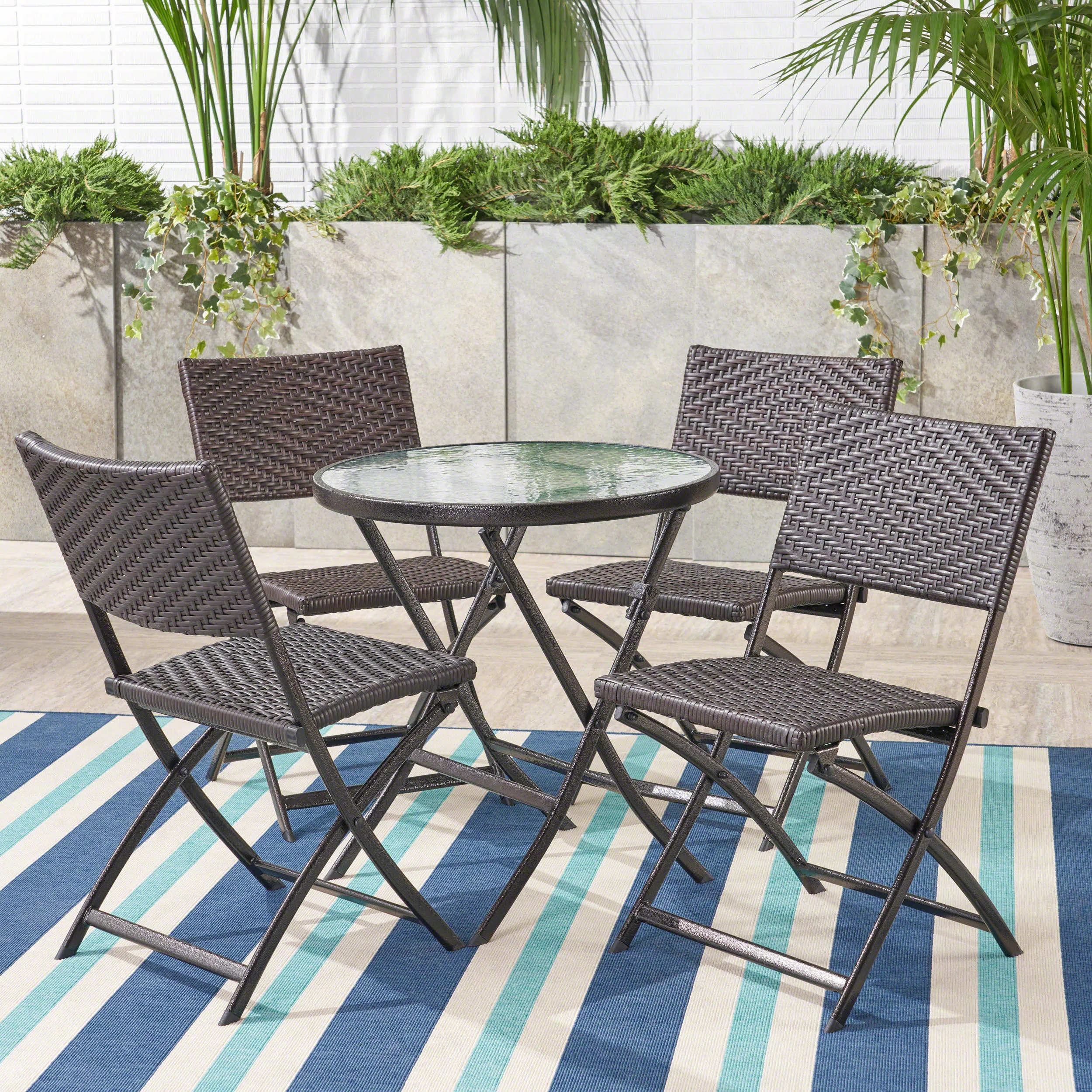 Jason 5pcs Outdoor Wicker Bistro Set - furnishings