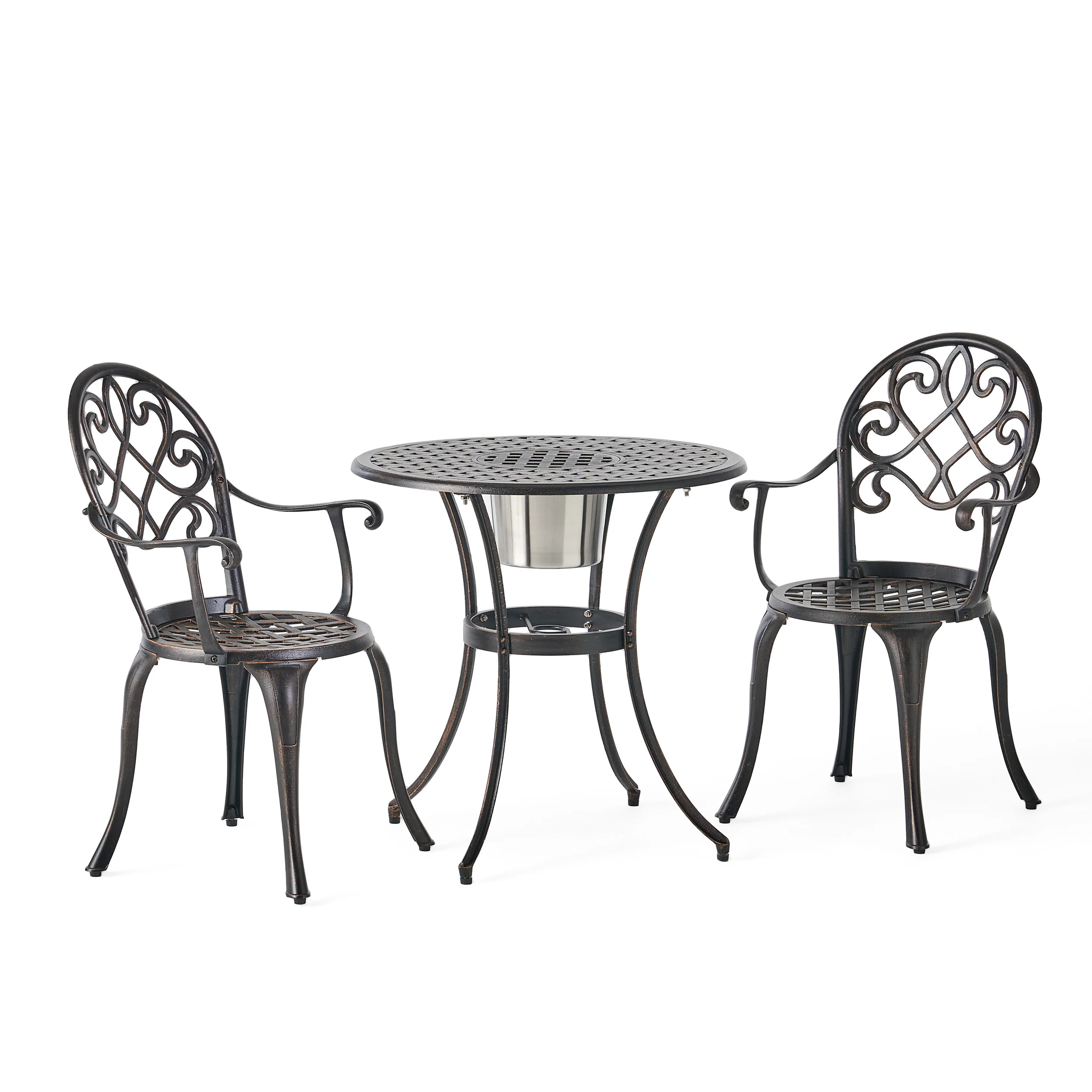 Palermo Copper Cast Aluminum 3pc Bistro Set - furnishings
