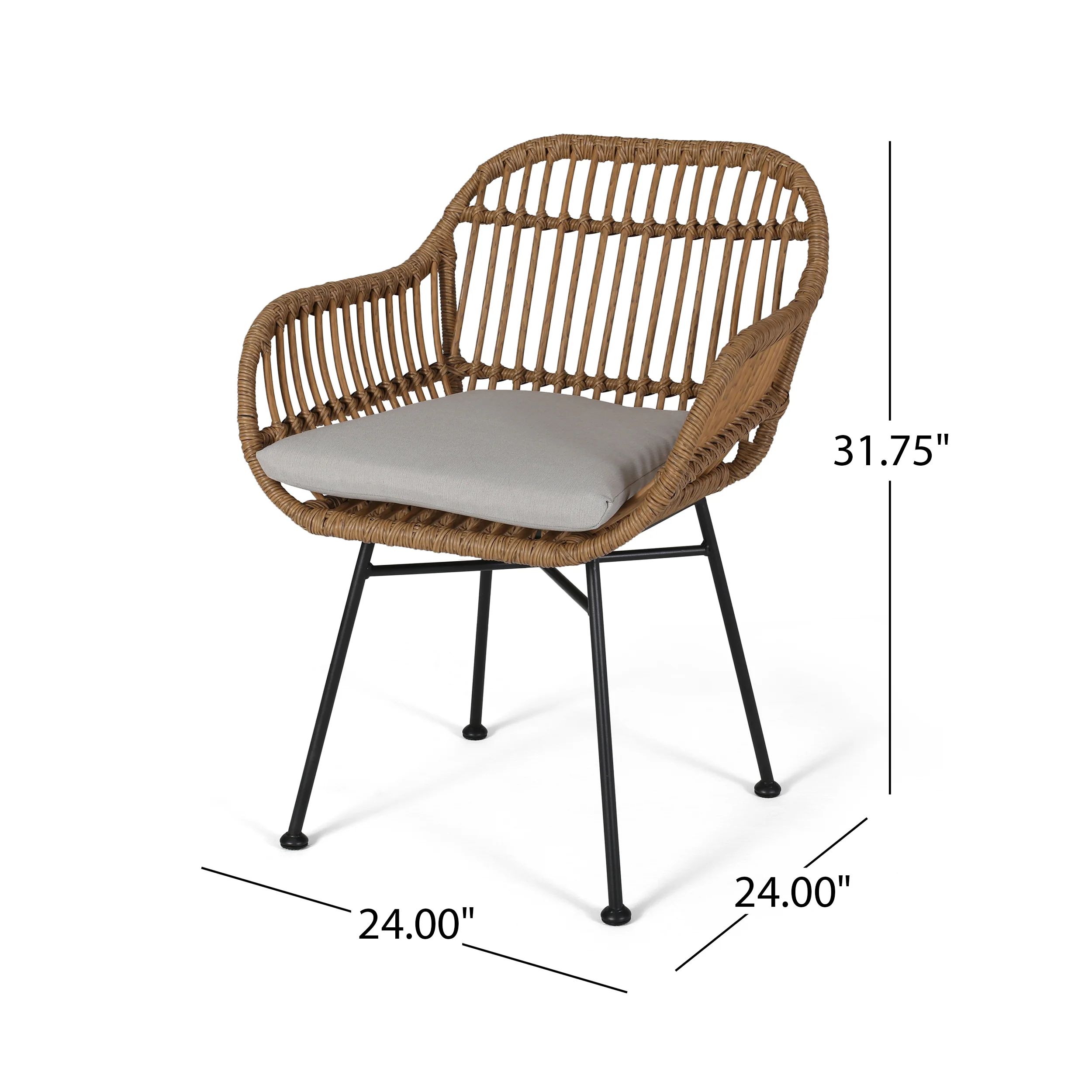Rodney Outdoor Woven Faux Rattan Chairs with Cushions (Set of 2) - furnishings