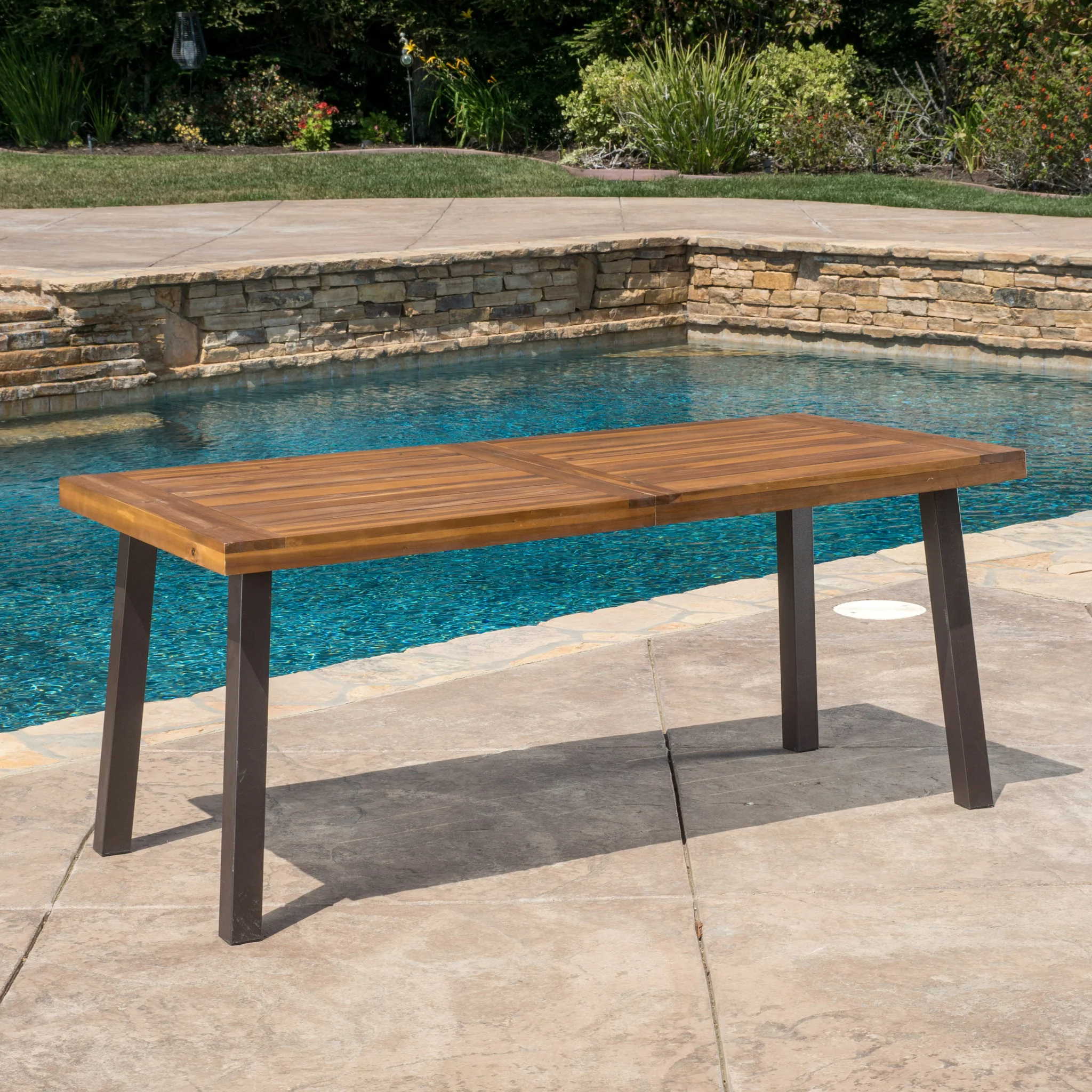 Spanish Bay Teak Finish Acacia Wood Dining Table - furnishings
