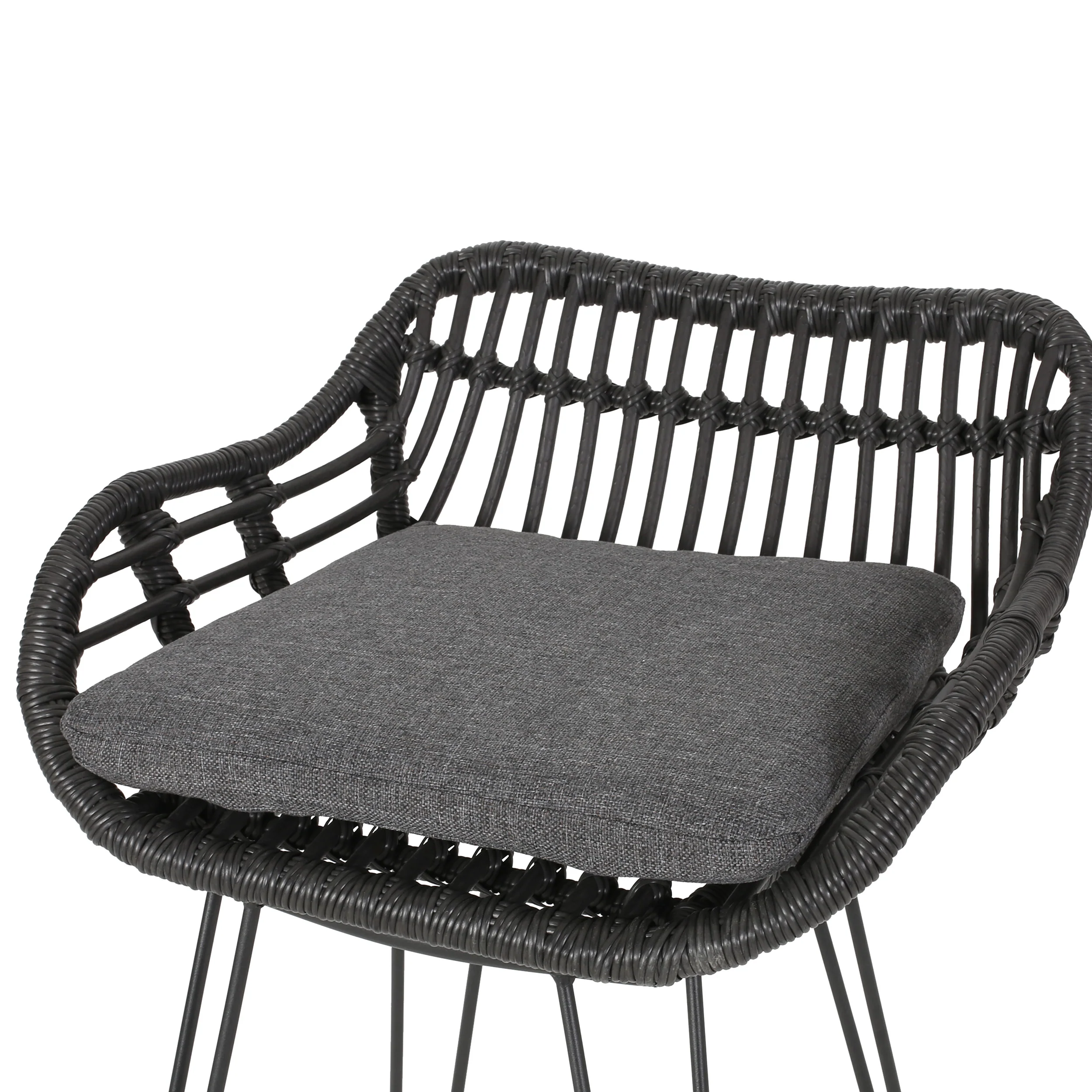 Lisa Outdoor Wicker Barstools with Cushions (Set of 2) - furnishings