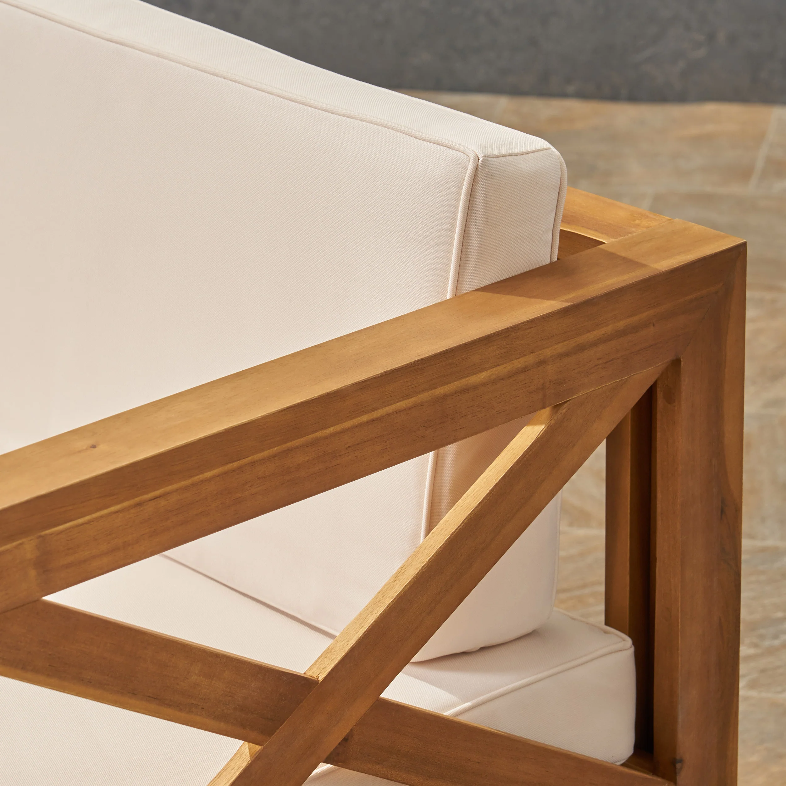 Mamie Outdoor Acacia Wood 5 Piece Sofa Set - furnishings
