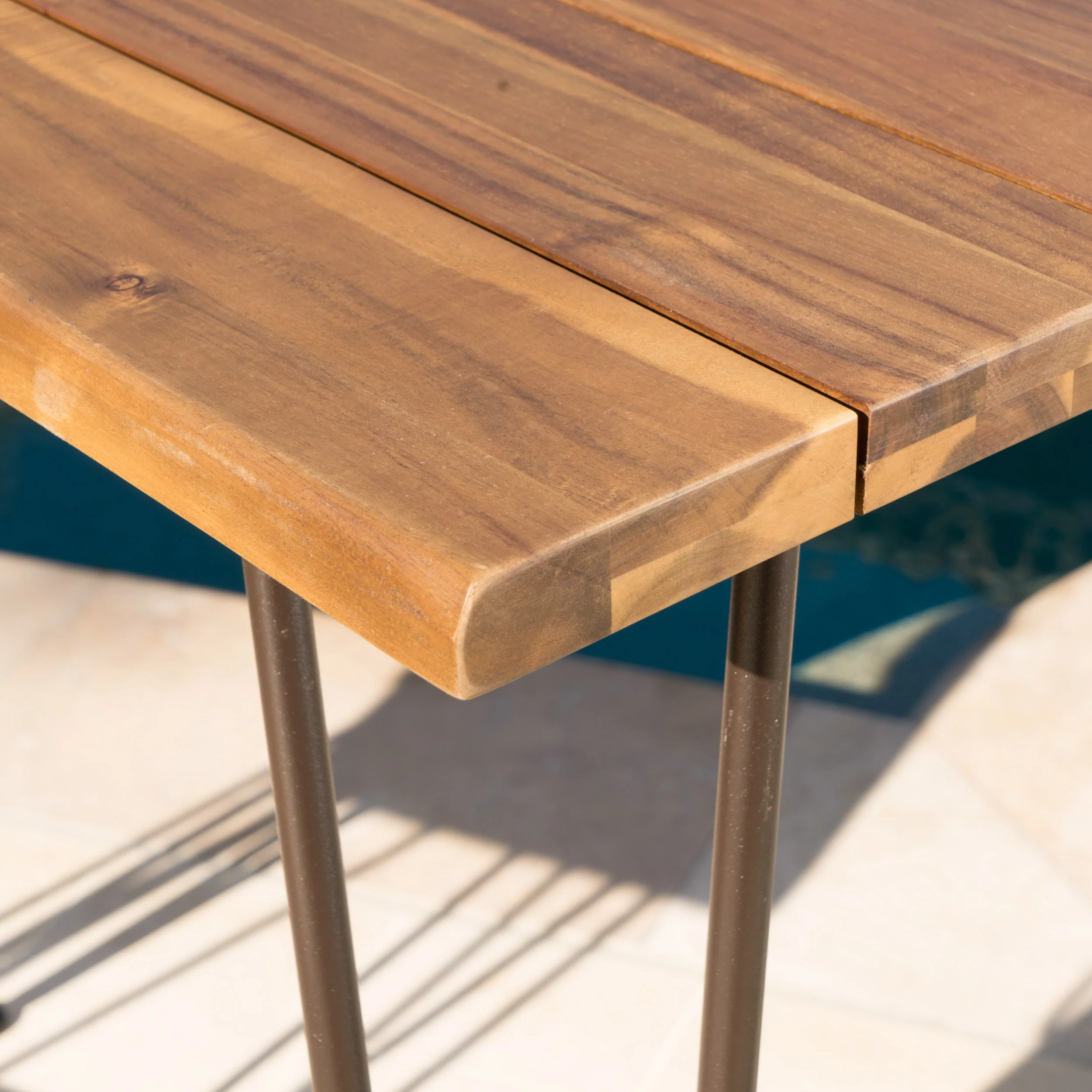 Dione Outdoor Industrial Teak Finished Acacia Wood Bar Set - furnishings