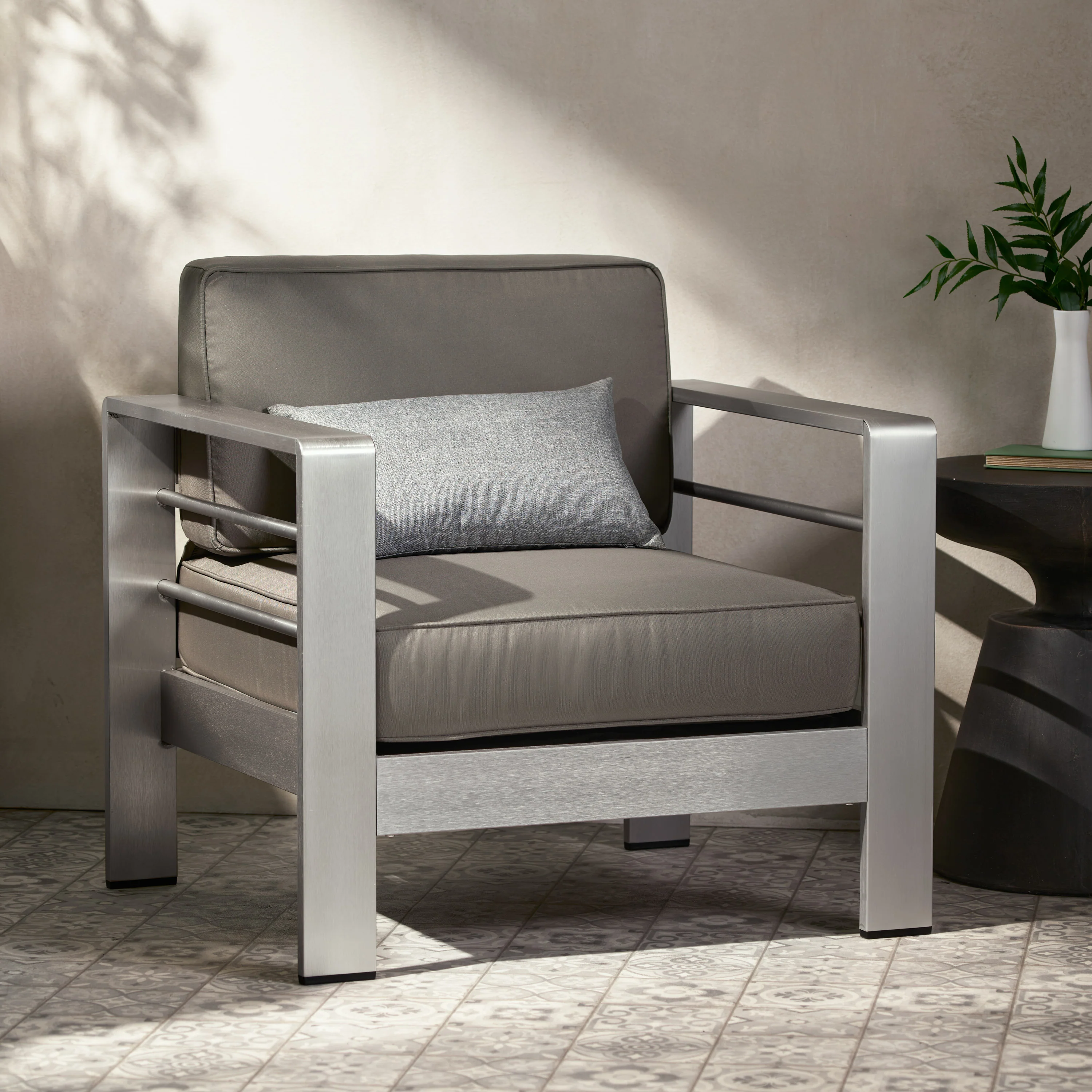 Soledad Gray Fabric Outdoor Club Chair - furnishings