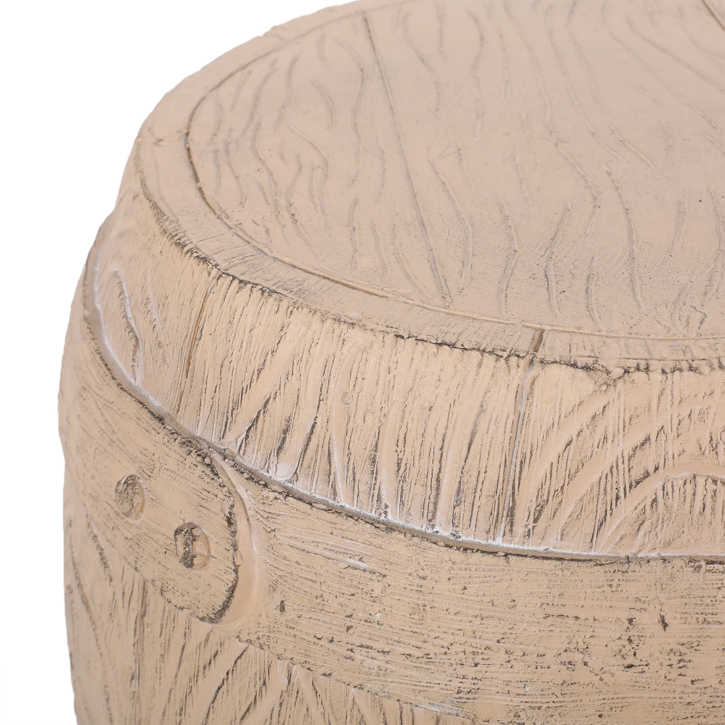 Durette Outdoor Lightweight Concrete Side Table, Natural Wood - furnishings