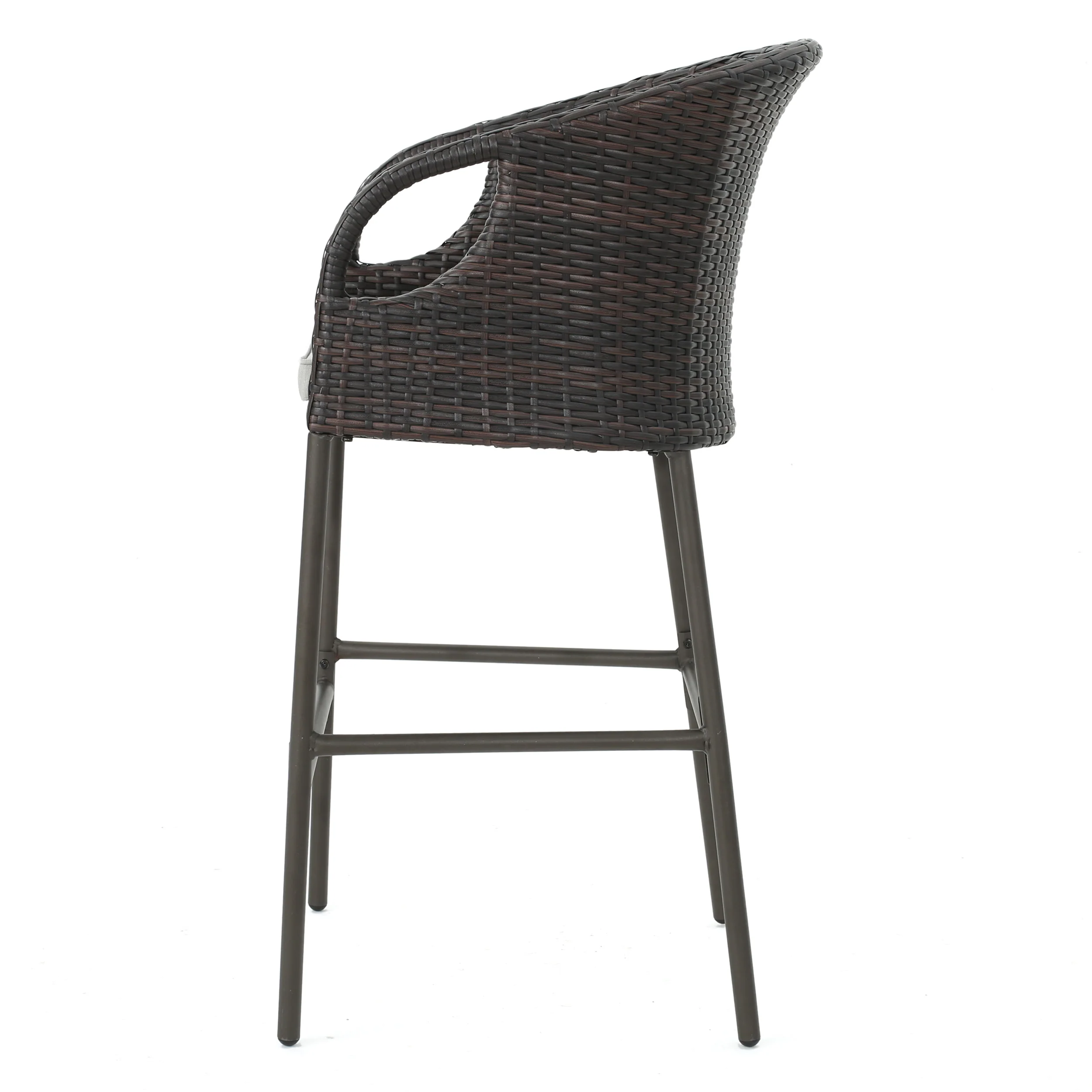Dunlevy 31-Inch Outdoor Wicker Barstools with Water Resistant Cushions - furnishings