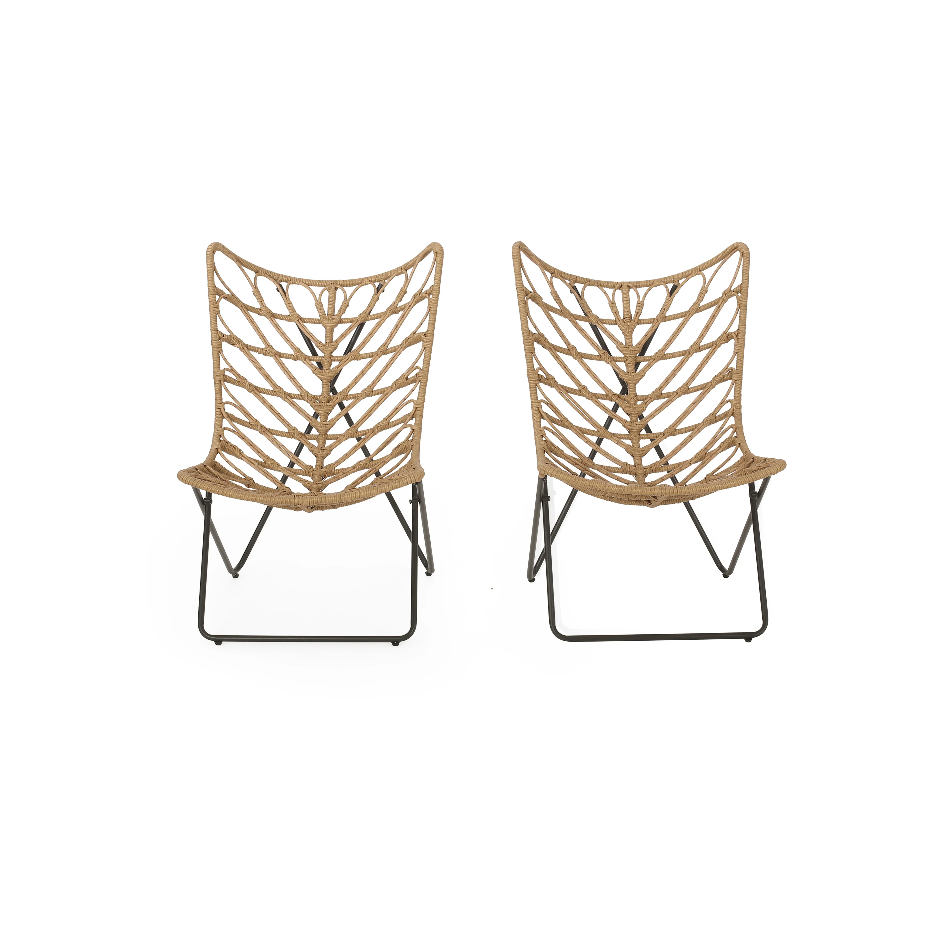 Danbury Outdoor Boho Modern Wicker Accent Chairs, Set of 2 - furnishings