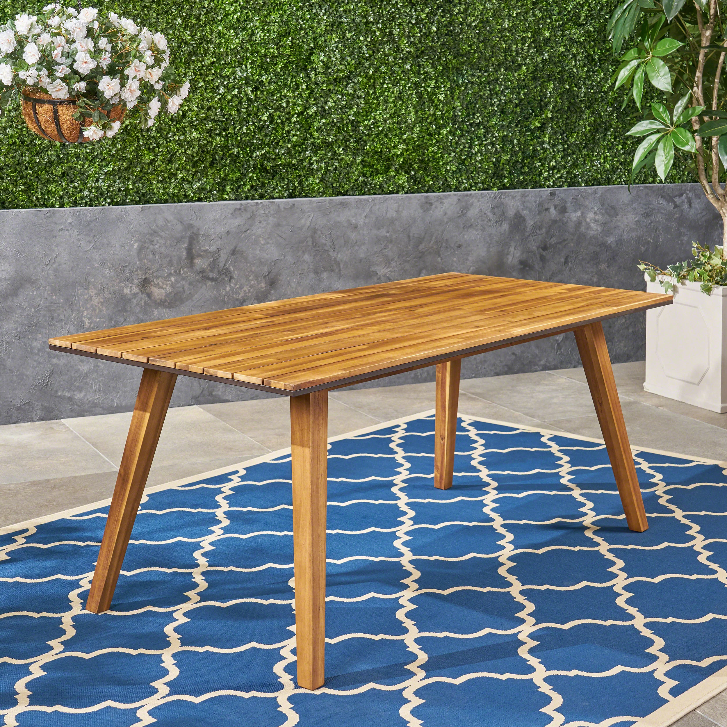 Paul Outdoor 71-inch Acacia Wood Dining Table, Teak Finish - furnishings