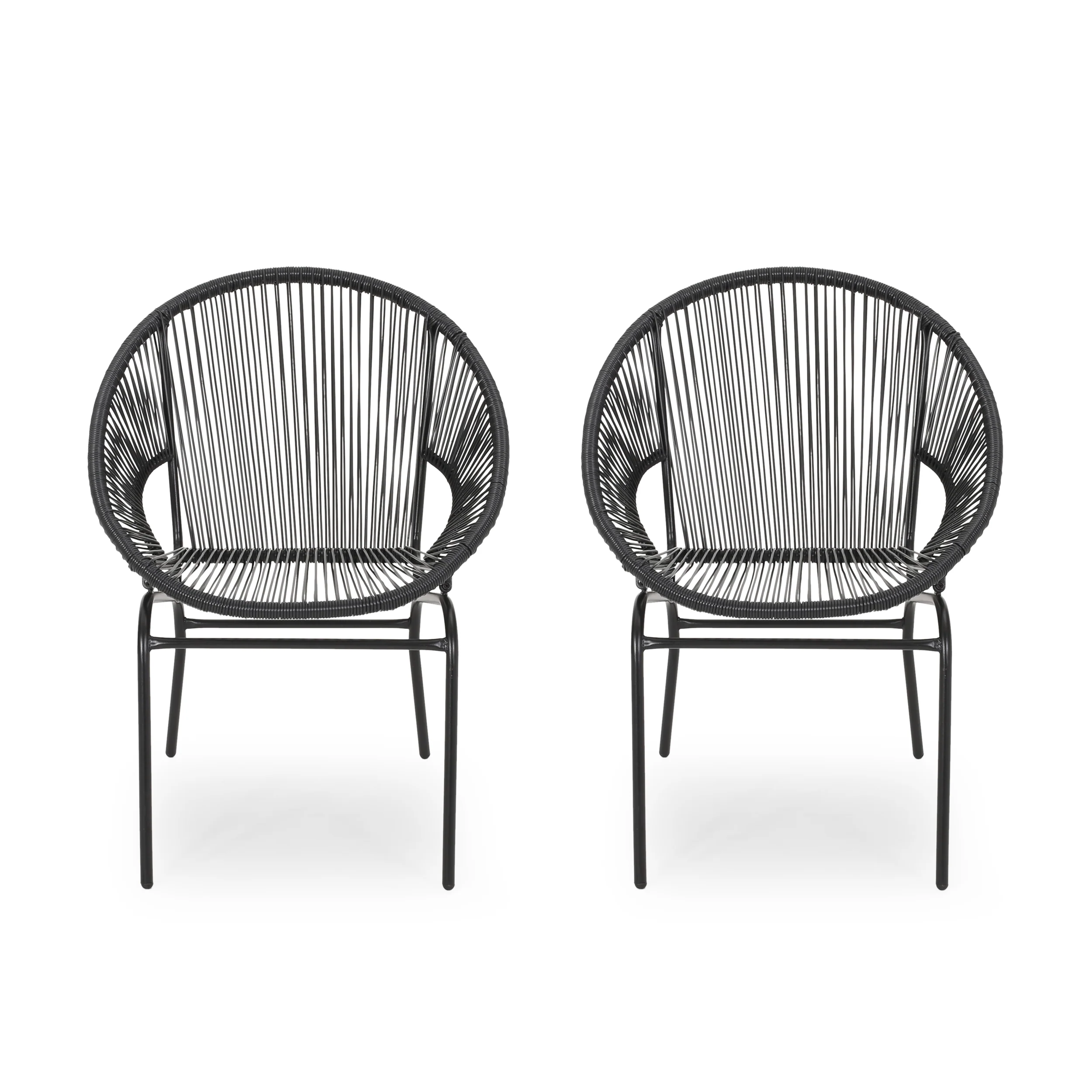 Chrissy Outdoor Modern Faux Rattan Club Chair (Set of 2) - furnishings