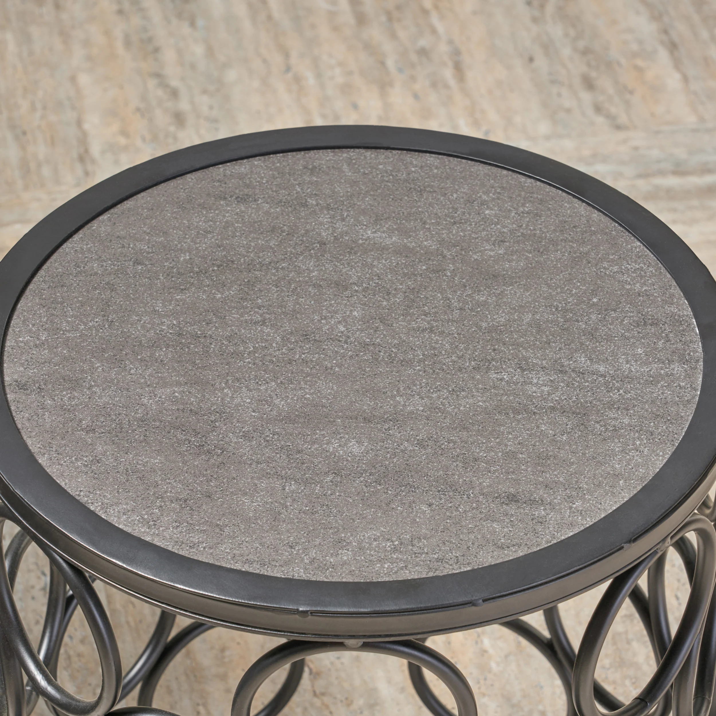Ghelro Outdoor 16 Inch Grey Finish Ceramic Tile Side Table - furnishings
