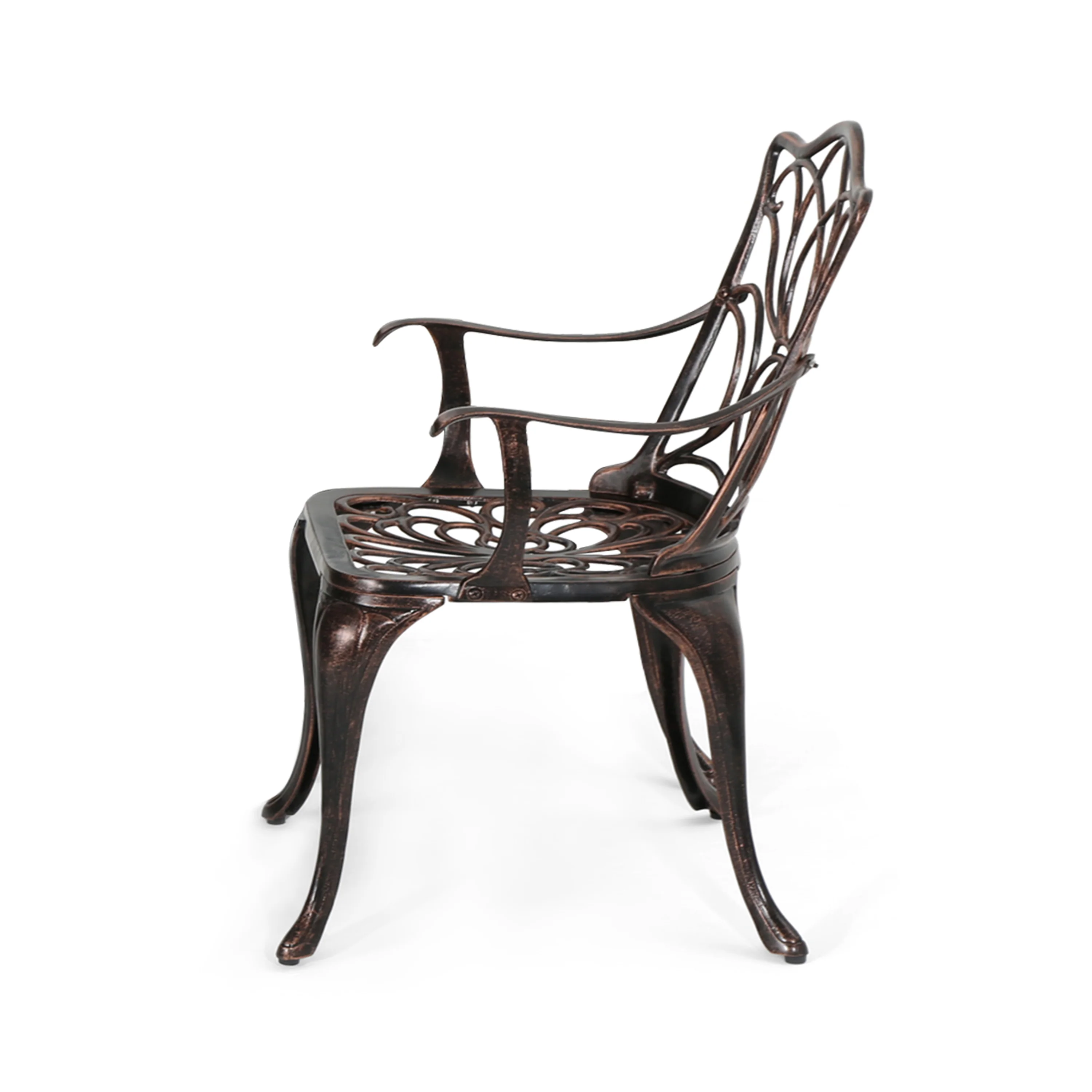 Meyer Outdoor Cast Aluminum Dining Chairs, Set of 2, Black Copper - furnishings