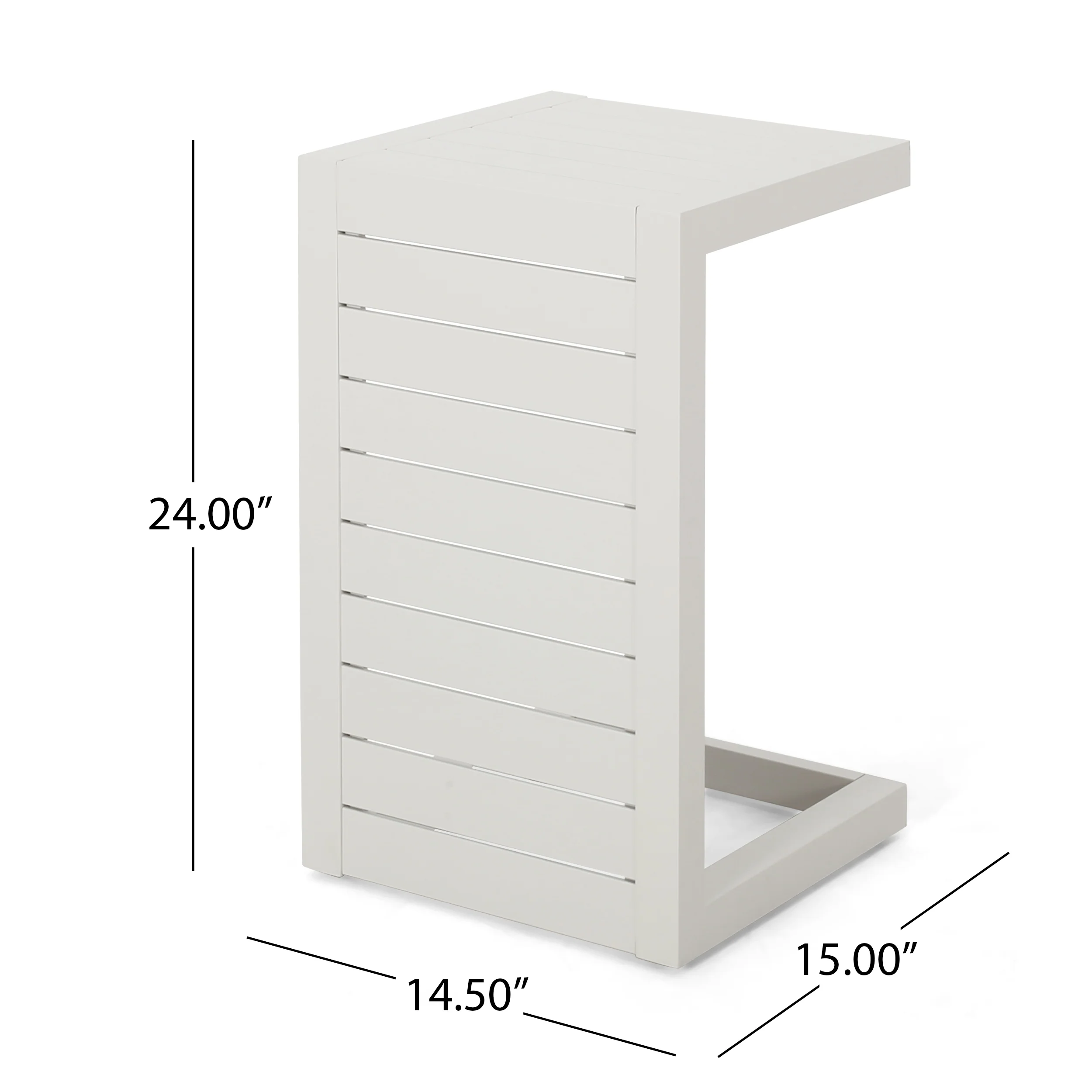 Cherie Outdoor Modern Aluminum C-Shaped End Table - furnishings