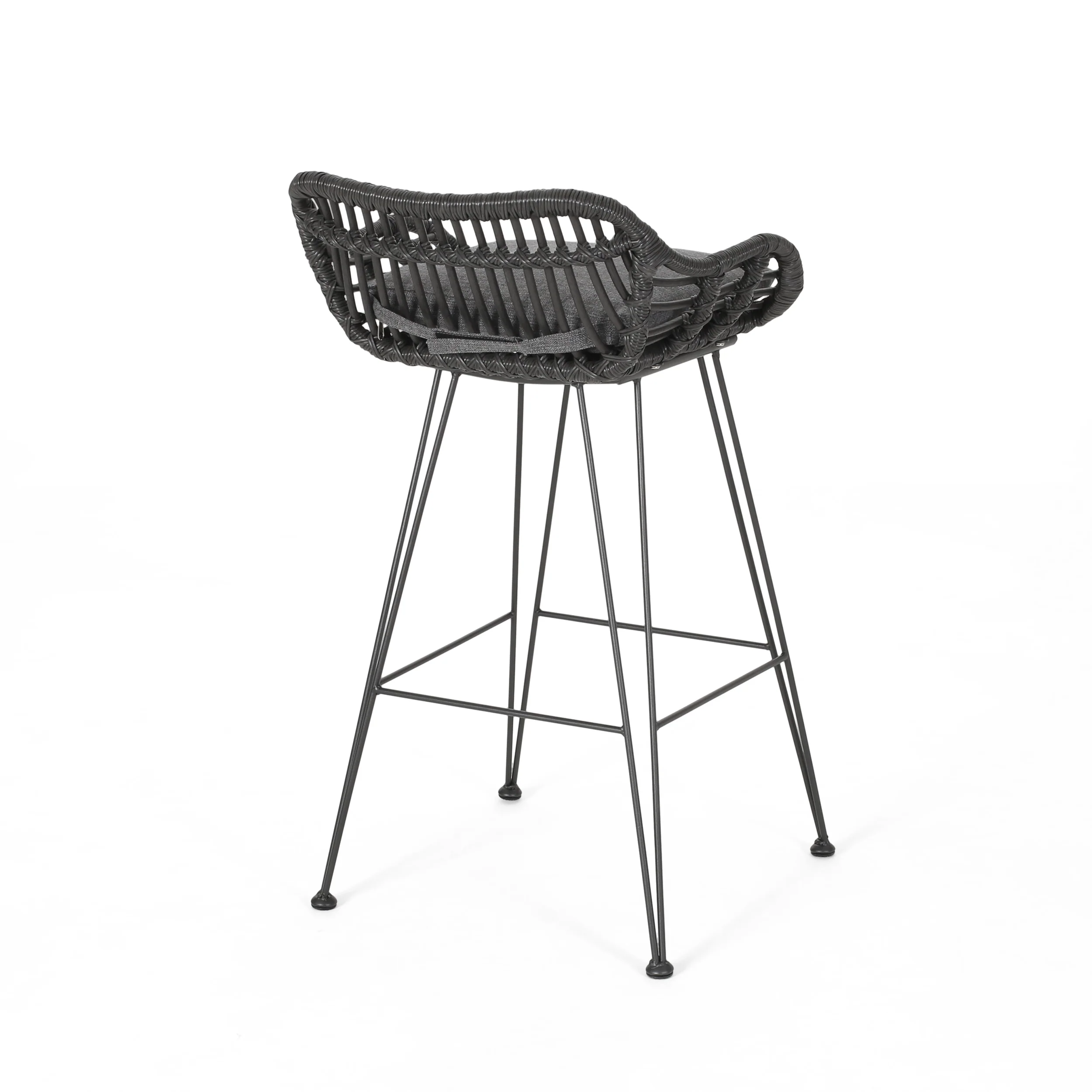Lisa Outdoor Wicker Barstools with Cushions (Set of 2) - furnishings