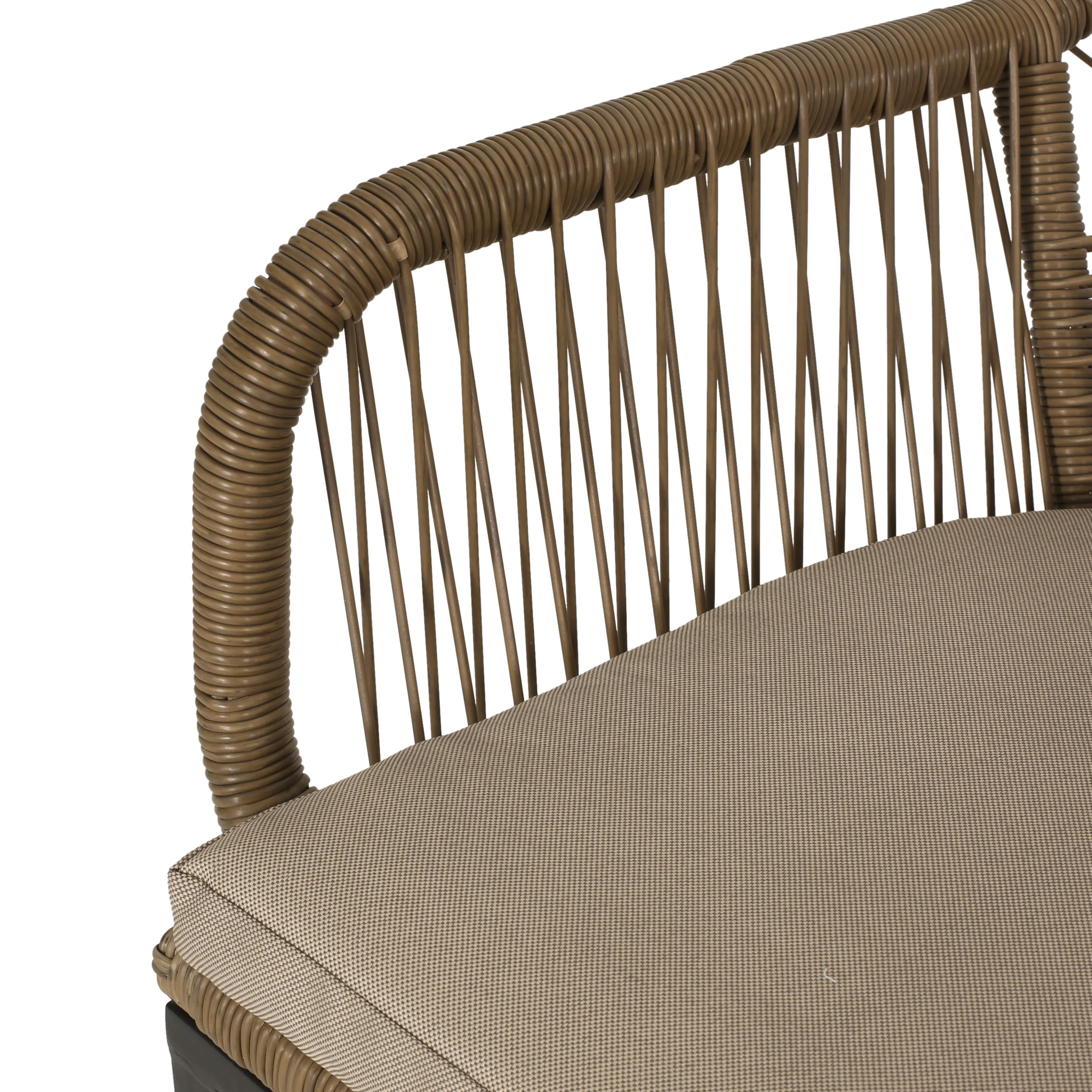 Fromberg Outdoor Wicker Dining Chair with Cushion, Set of 2, Light Brown and Beige - furnishings