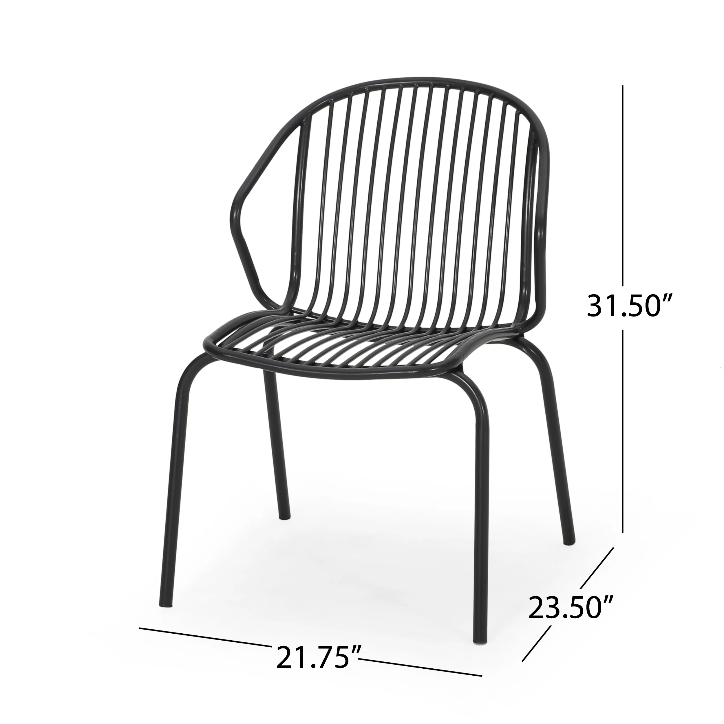 Emily Outdoor Modern Iron Club Chair (Set of 2) - furnishings