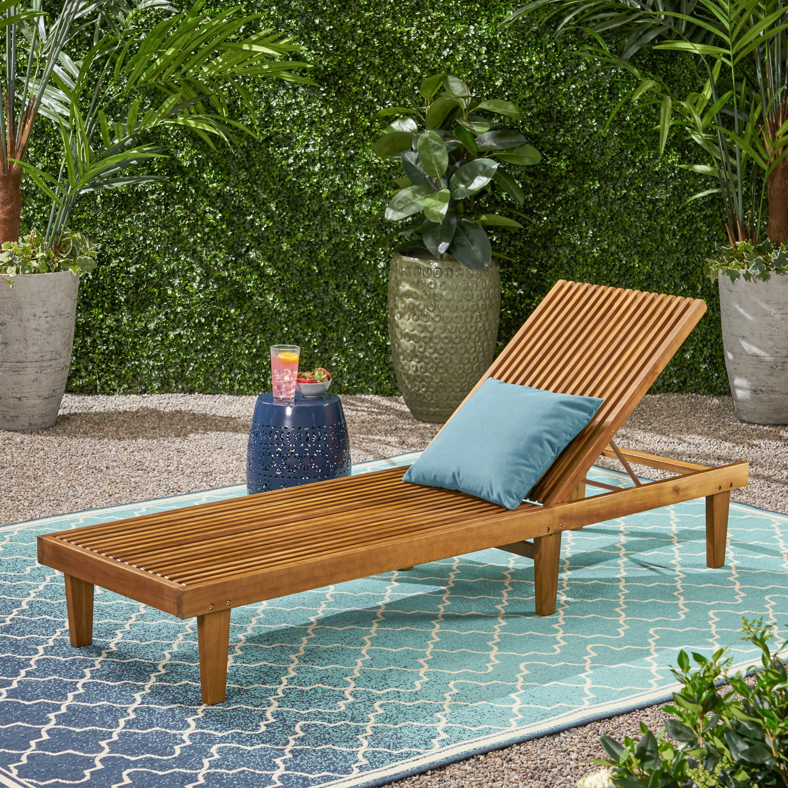 Addisyn Outdoor Wooden Chaise Lounge - furnishings