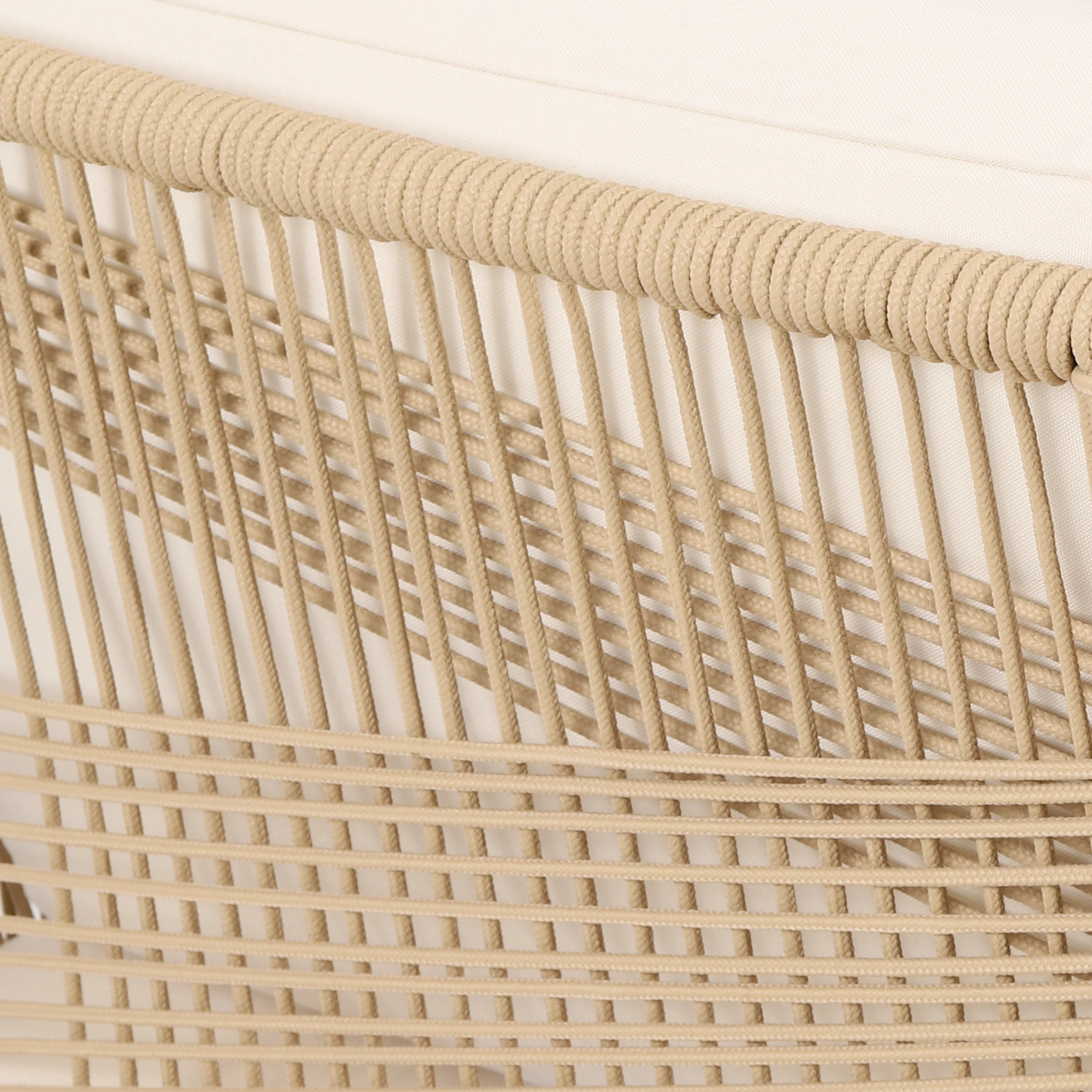 Hueber Outdoor Acacia Wood and Rope Club Chair with Cushions, Teak, Light Brown, and Beige - furnishings