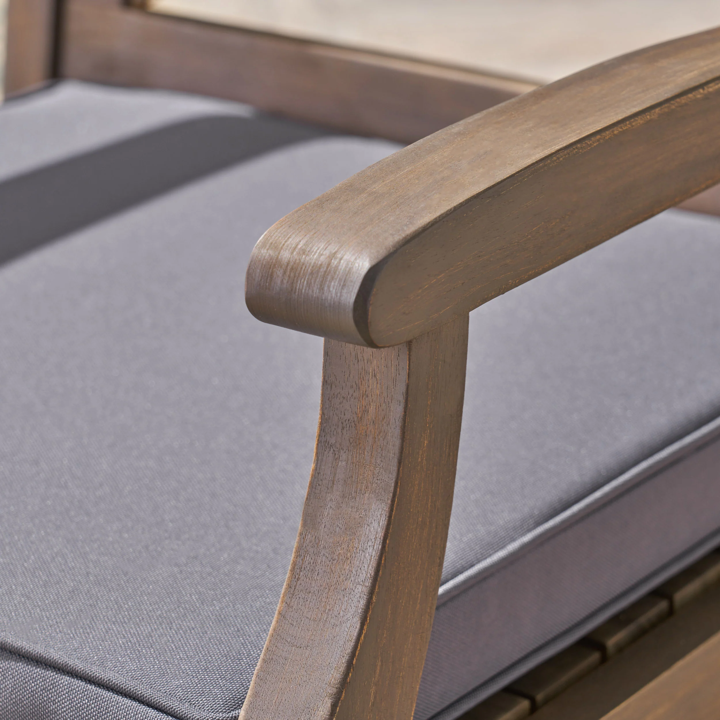 Peter Outdoor Acacia Wood Dining Chair (Set of 2), Grey with Grey Cushions - furnishings