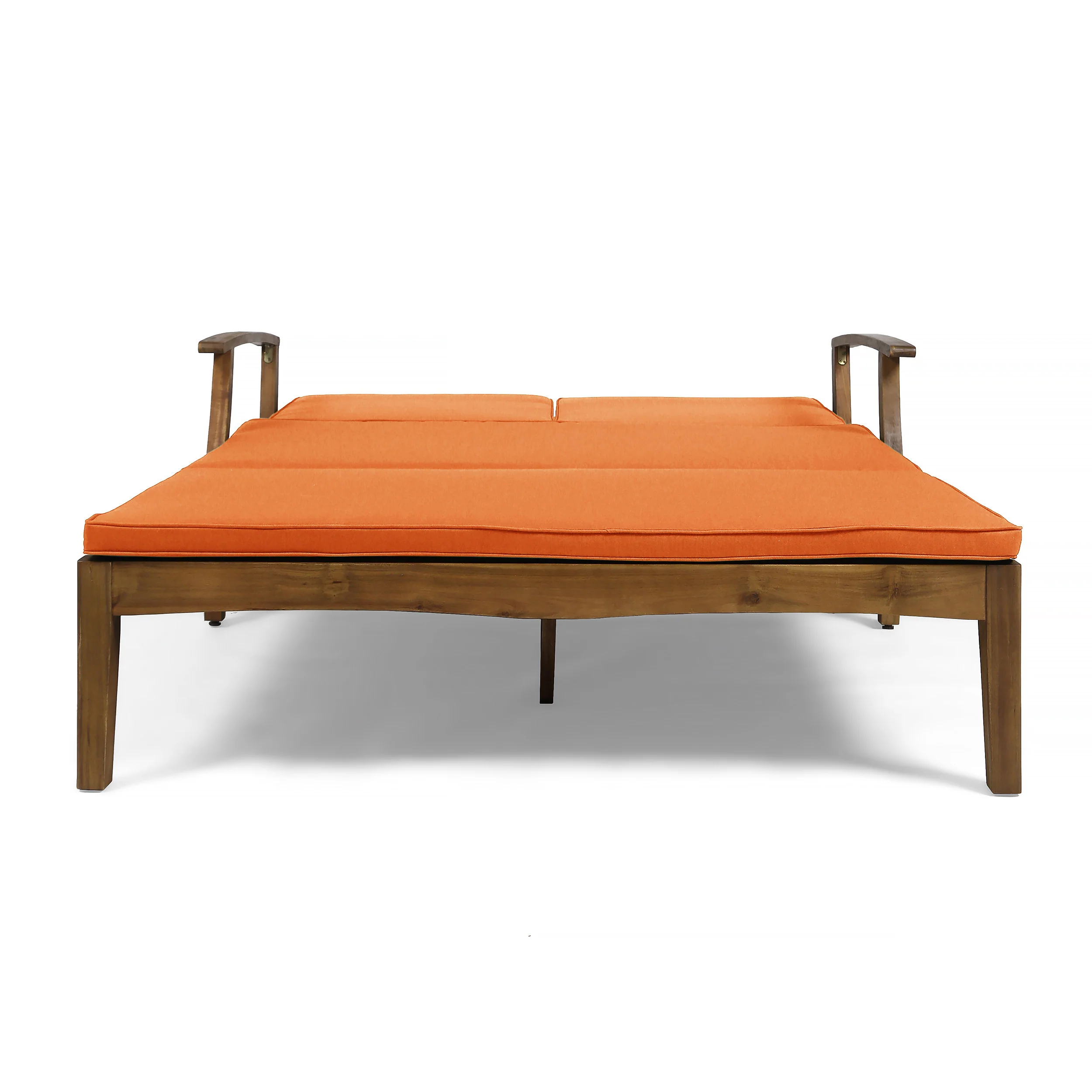 Samantha Double Chaise Lounge for Yard and Patio, Acacia Wood Frame - furnishings