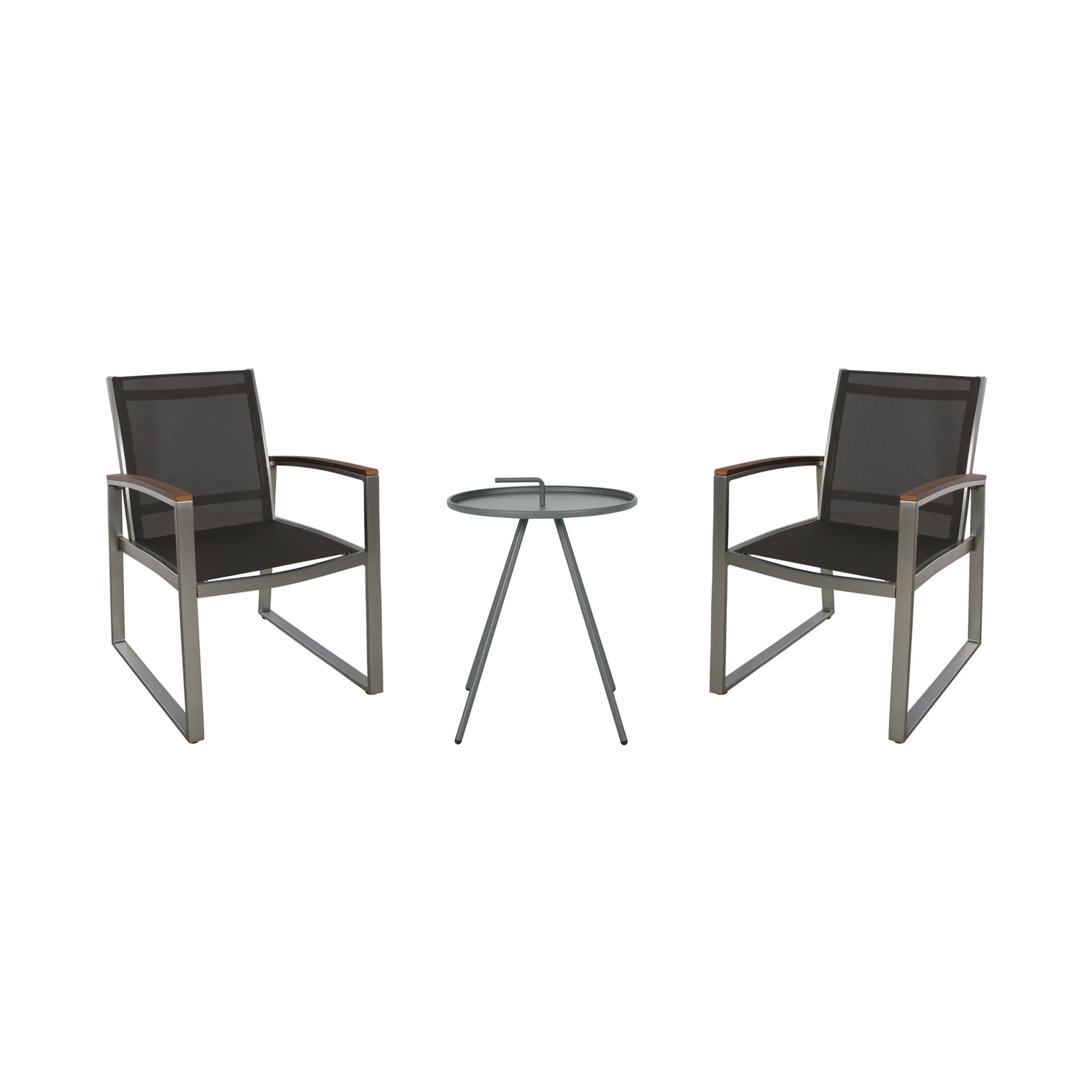 Eunice Outdoor 2 Seater Aluminum and Mesh Chat Set - furnishings