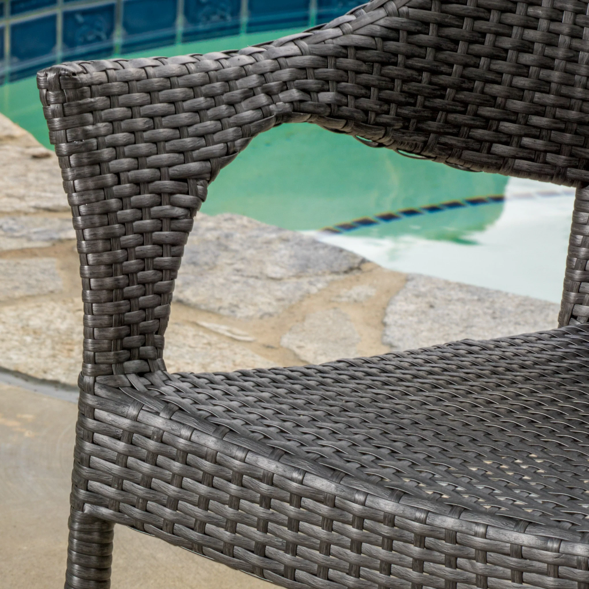 Alameda Modern Outdoor Gray Wicker Stacking Armchairs (Set of 2) - furnishings
