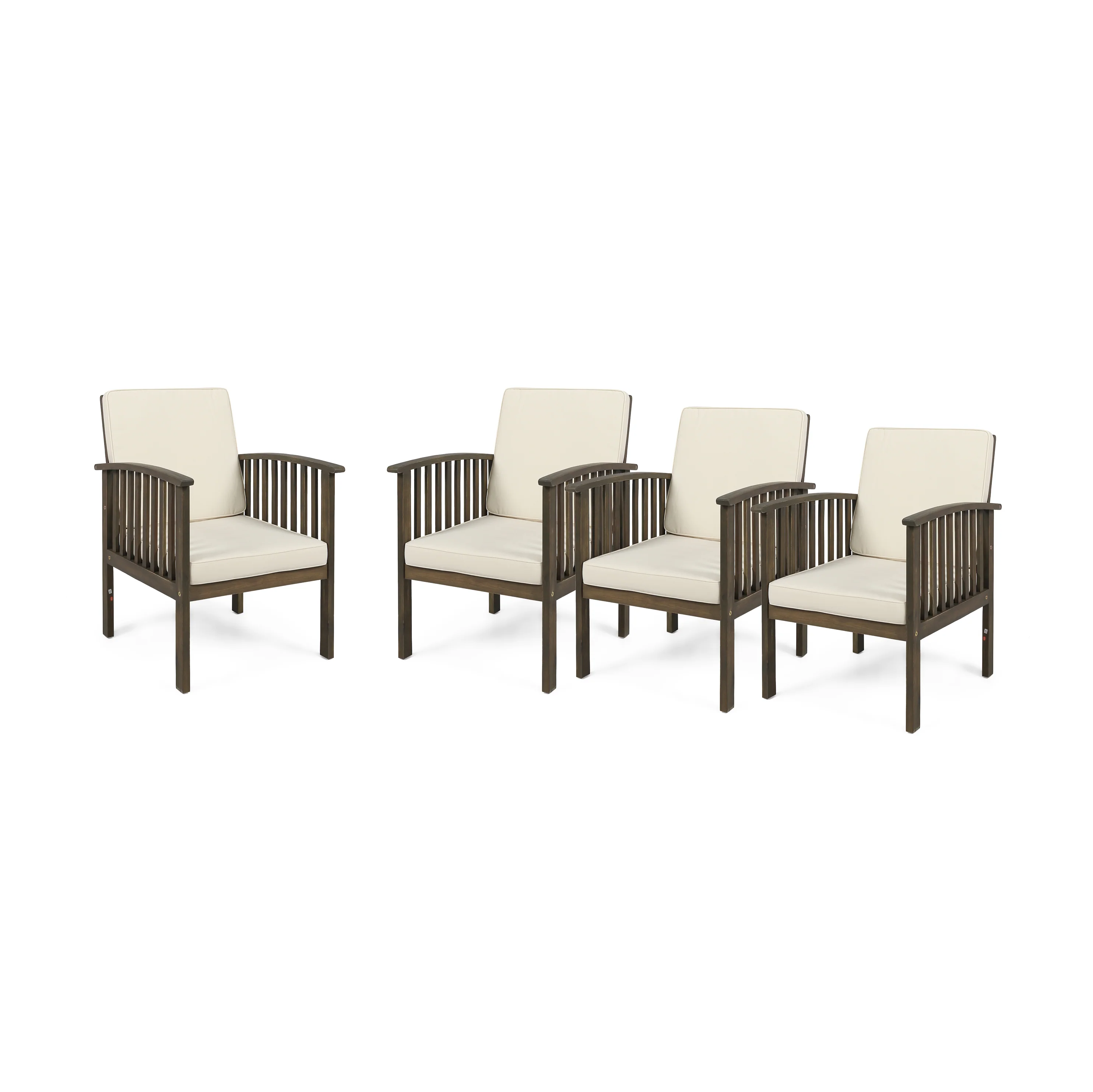 Ray Acacia Outdoor Acacia Wood Club Chairs w/ Cushions - furnishings