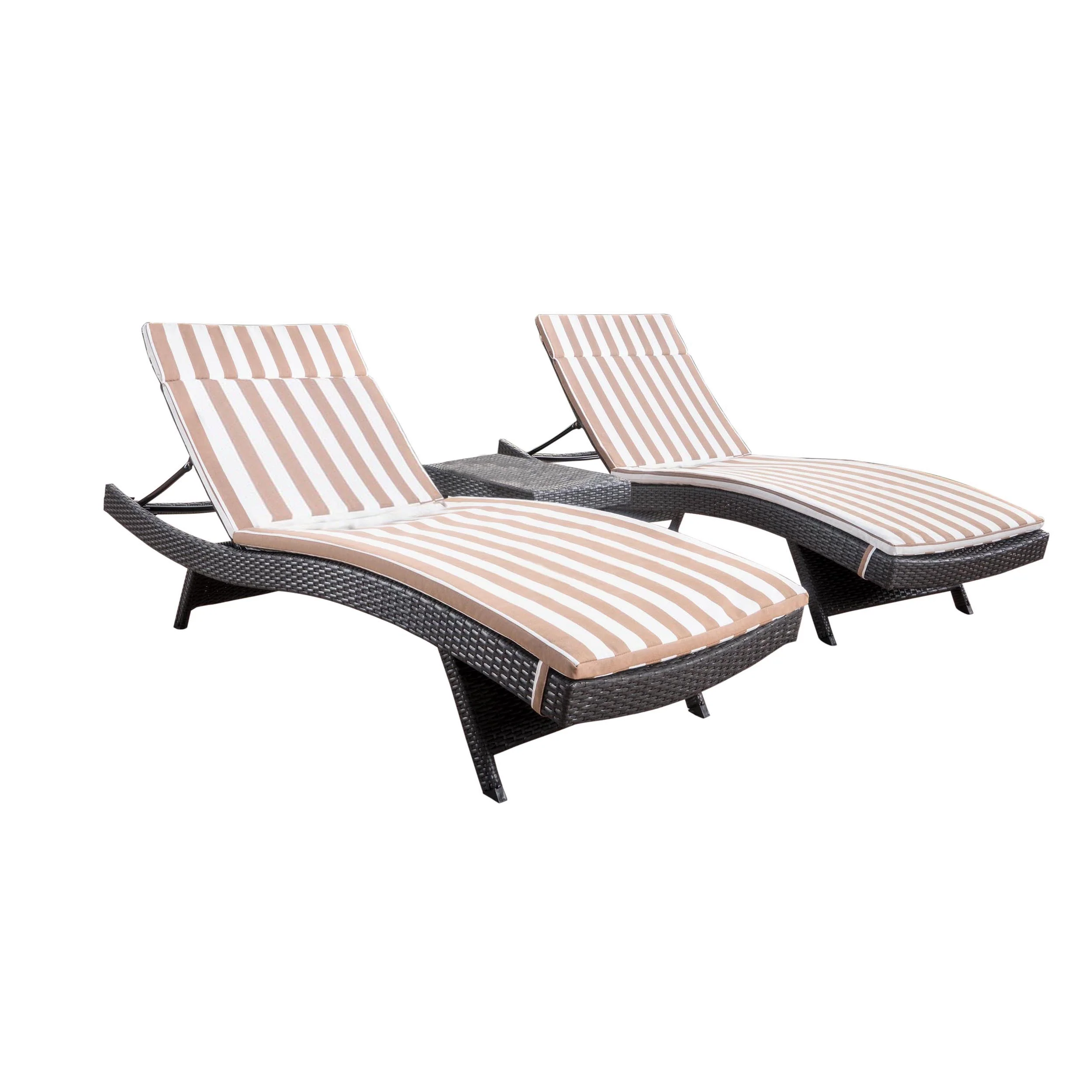 Lakeport 3pc Outdoor Wicker Chaise Lounge Chair & Table Set - furnishings