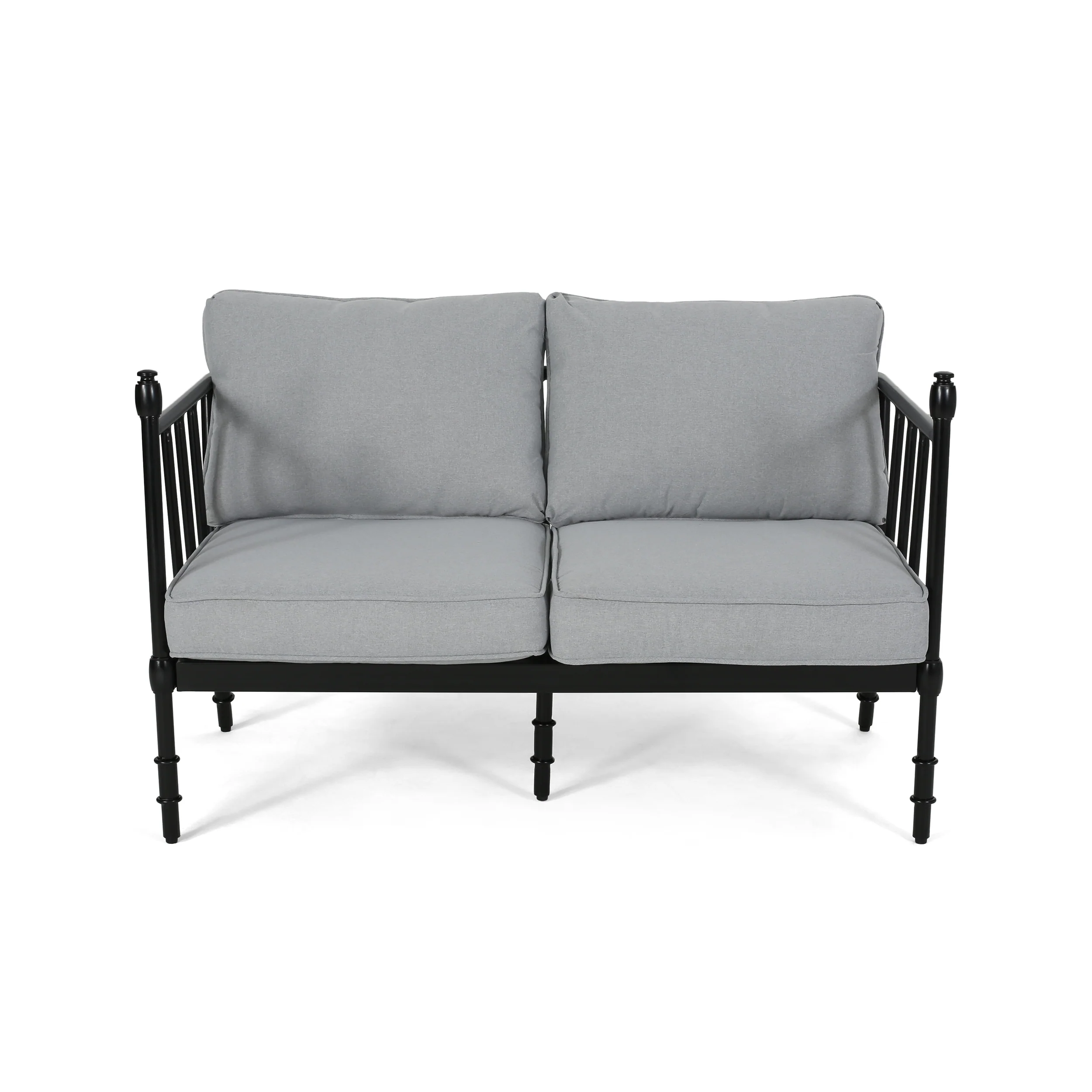 Francis Outdoor Aluminum Loveseat and Coffee Table with Cushions - furnishings