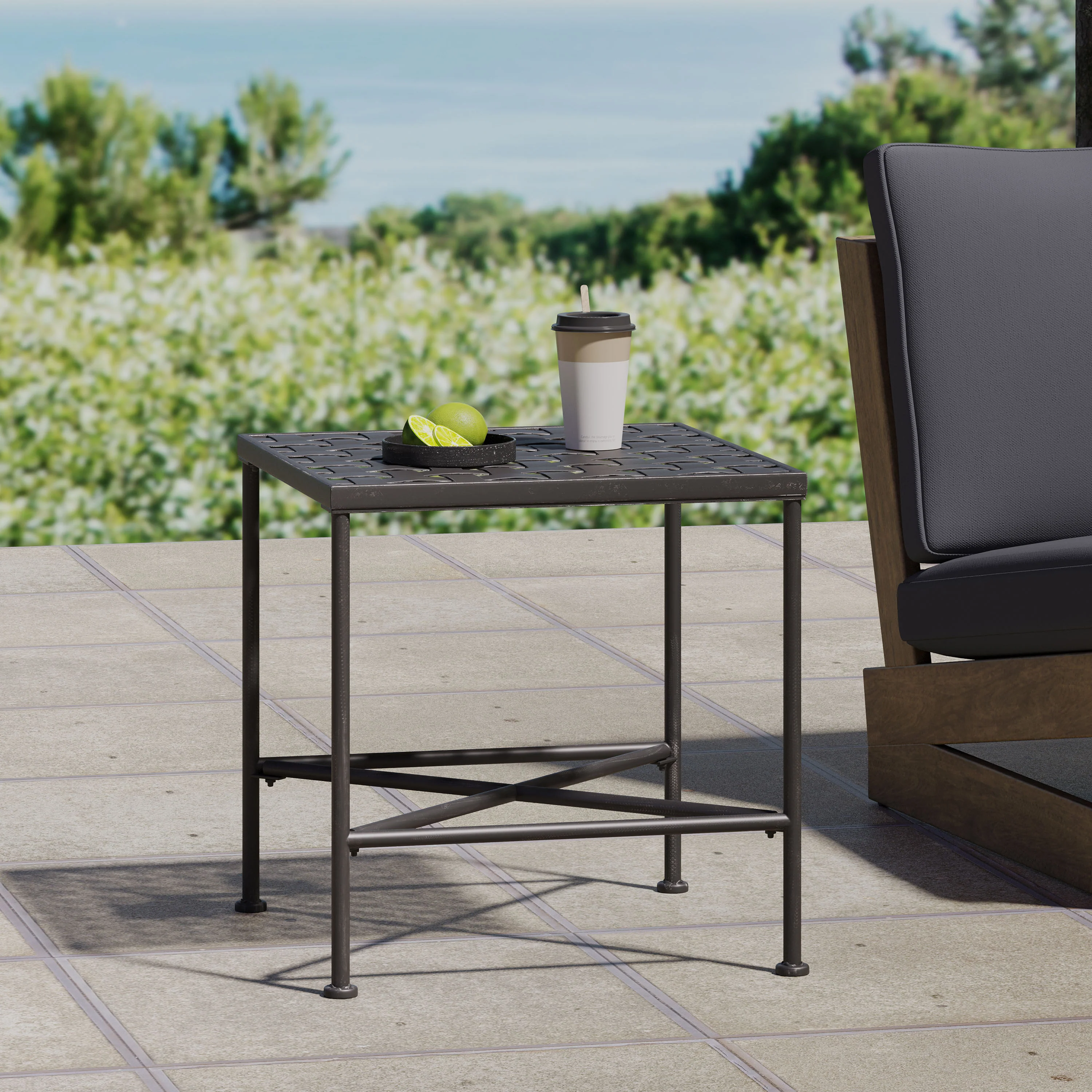 Kent Outdoor Black Iron Side Table - furnishings