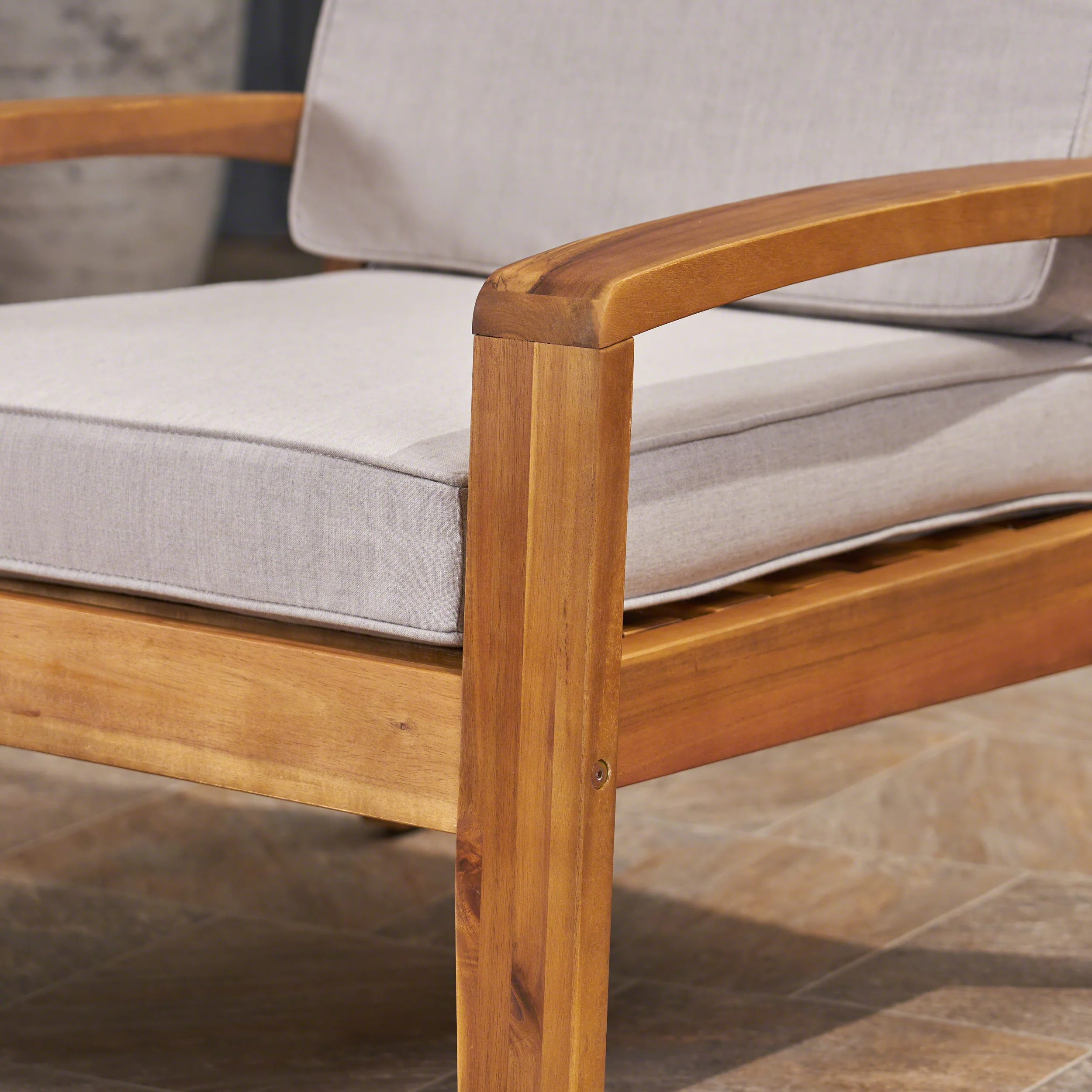 Parma Outdoor Acacia Wood Club Chairs with Sunbrella Cushions - furnishings