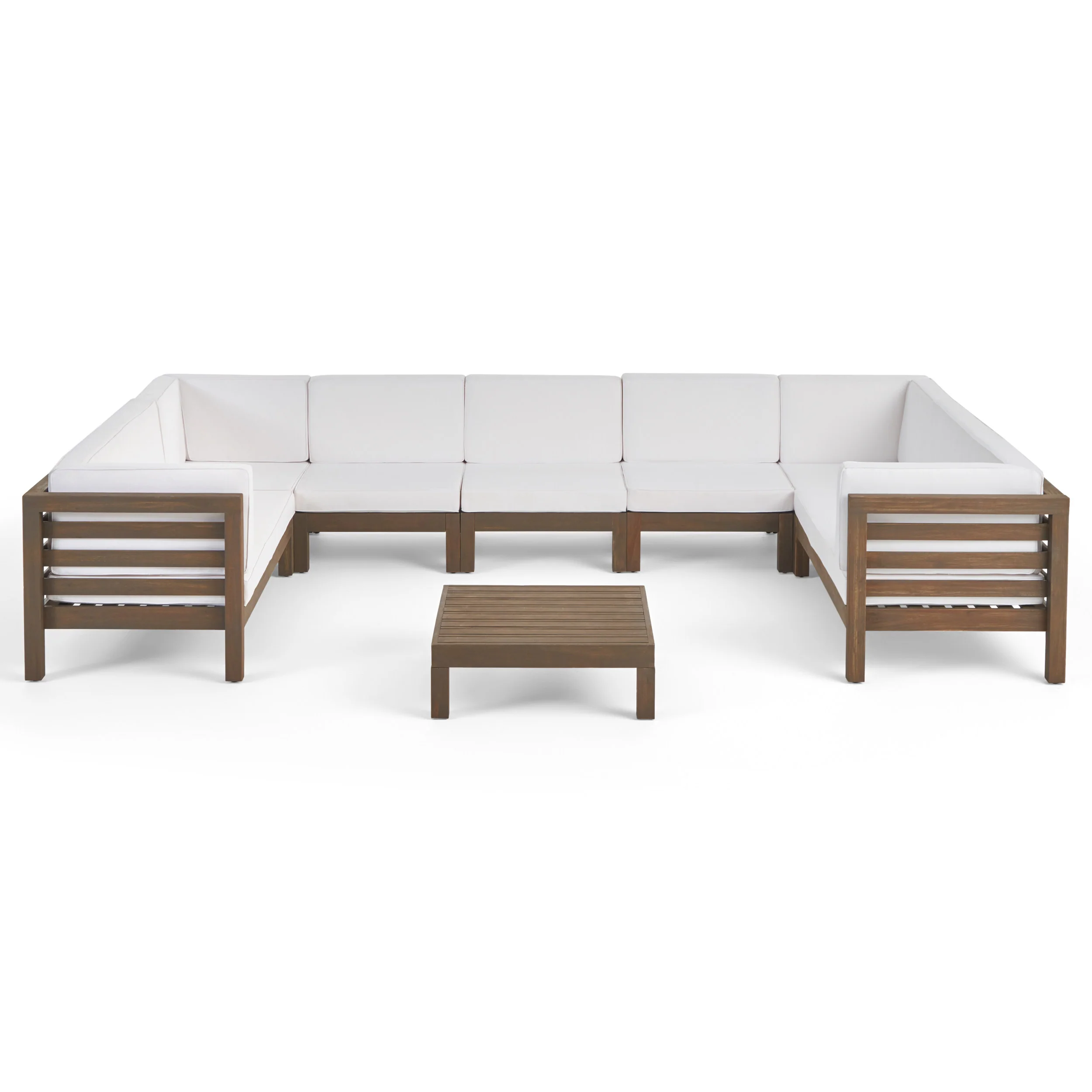 Emma Outdoor 9 Seater Acacia Wood Sectional Sofa Set - furnishings
