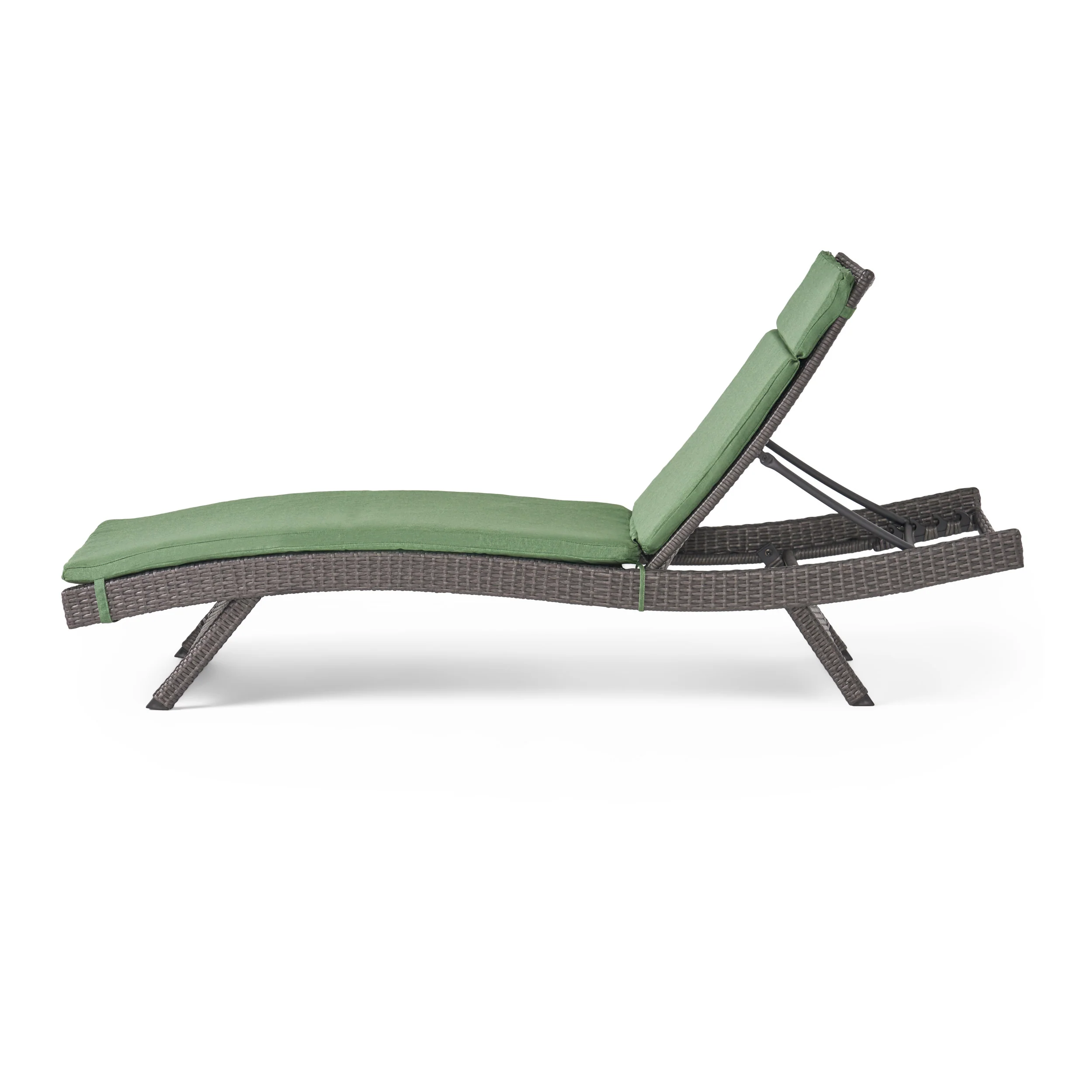 Nassau Outdoor Grey Wicker Adjustable Chaise Lounge with Cushion - furnishings