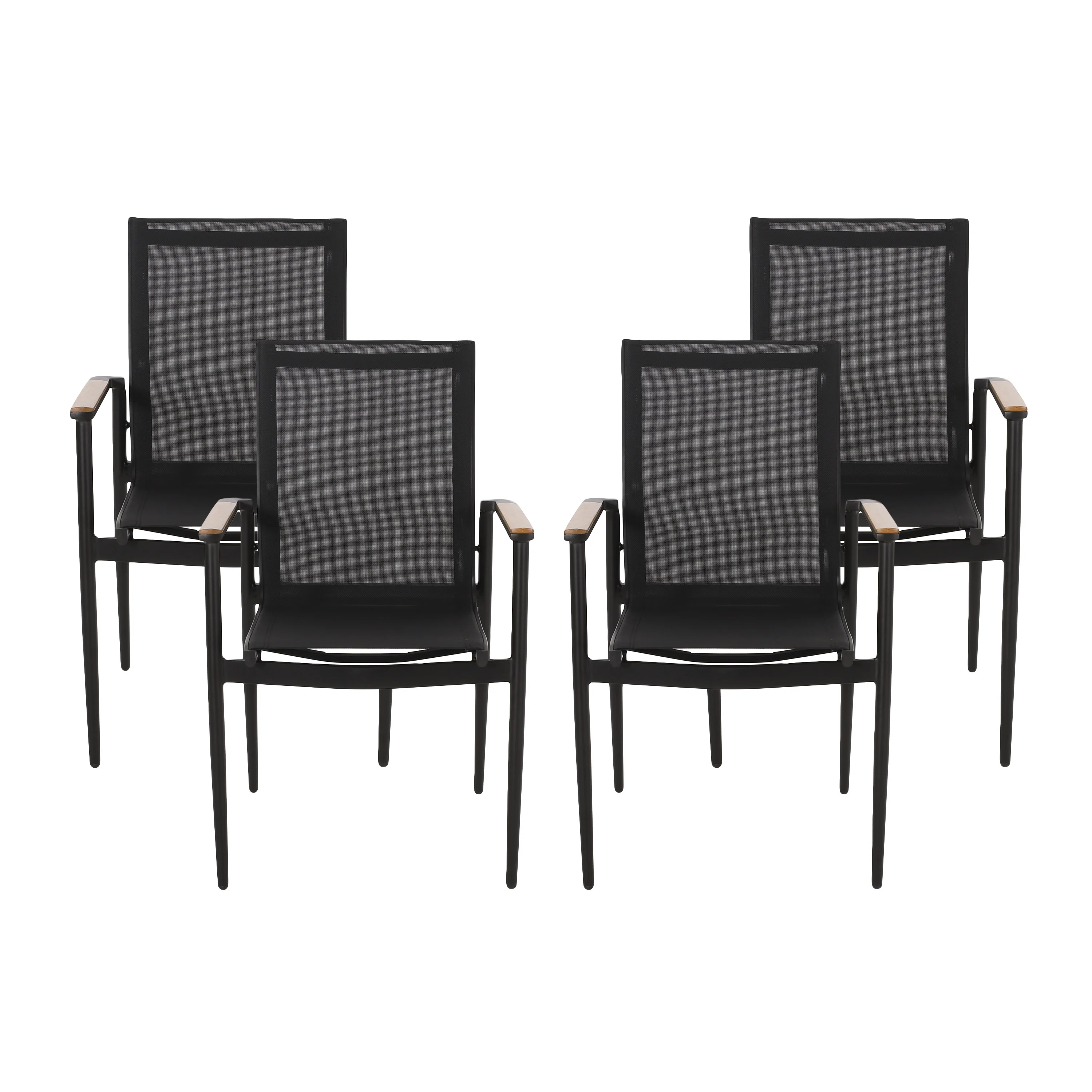 Shane Outdoor Mesh and Aluminum Dining Chairs - furnishings