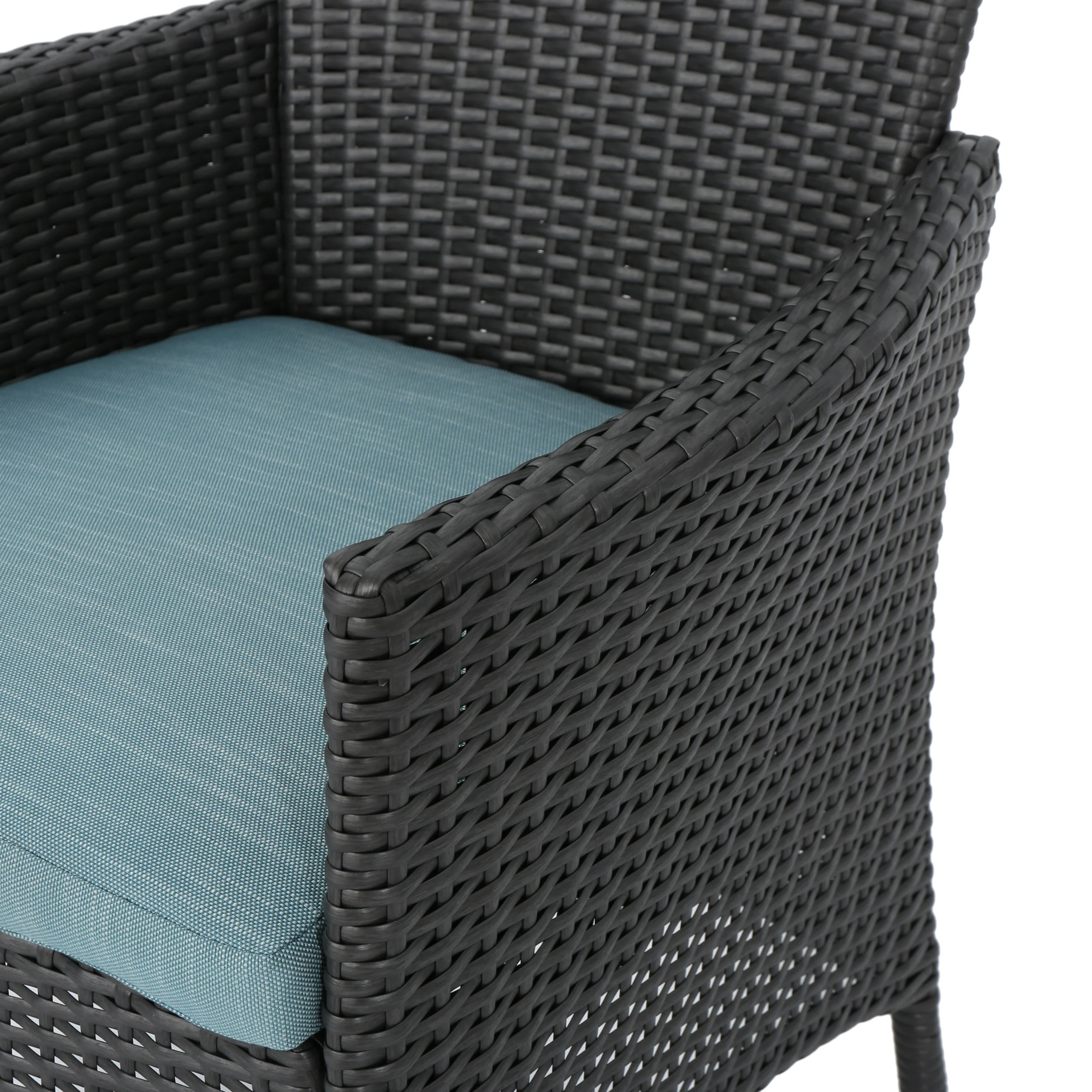 Clementine Outdoor Wicker Dining Chairs with Water Resistant Cushions - Set of 2 - furnishings