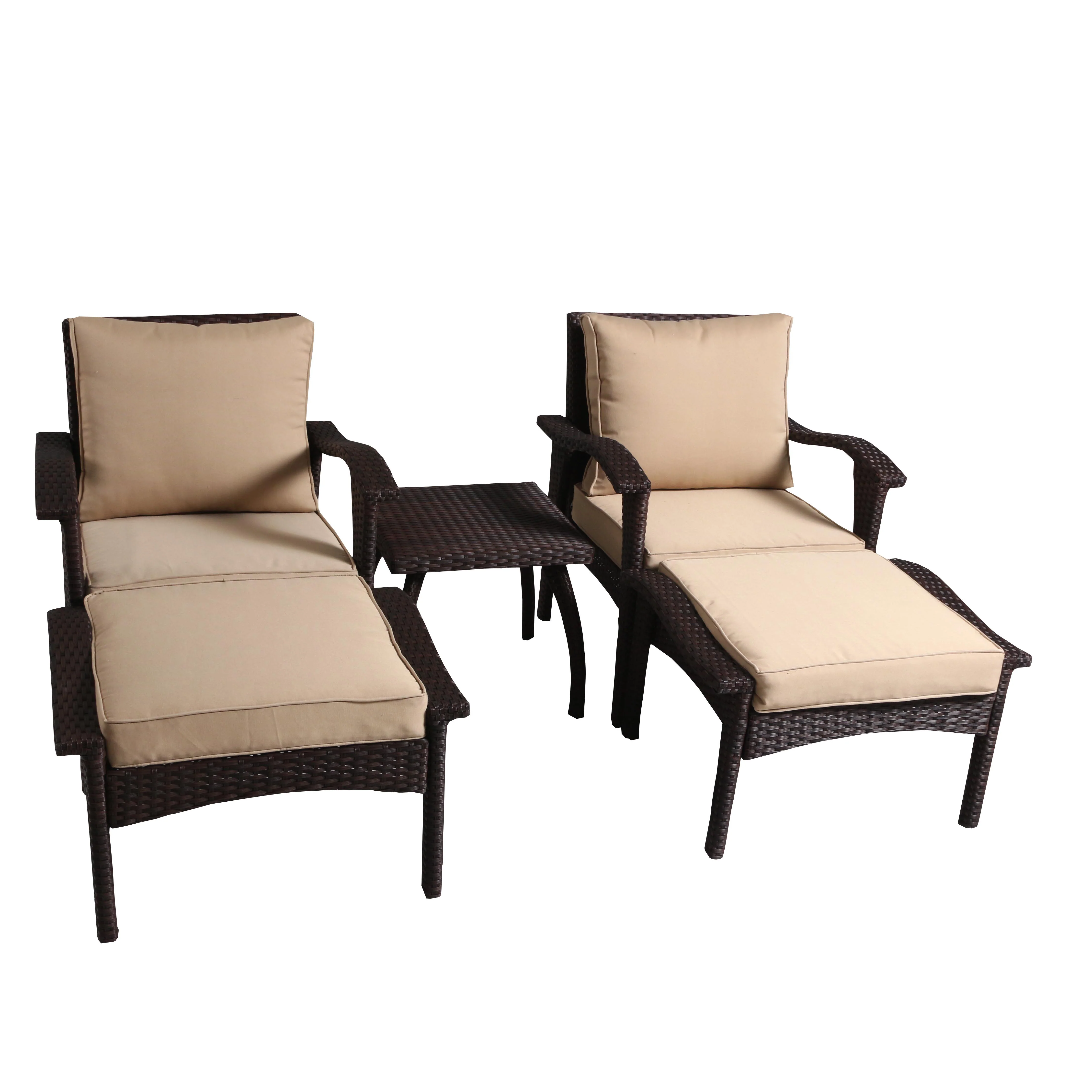Maui Outdoor 5-piece Brown Wicker Seating Set with Cushions - furnishings