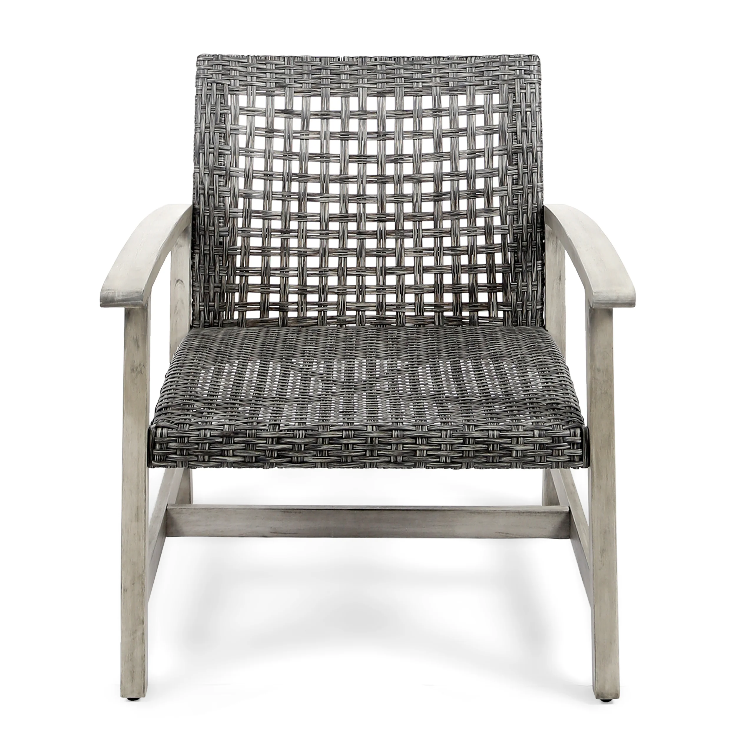 Airyanna Outdoor 3 Piece Wood and Wicker Chat Set with Fire Pit - furnishings